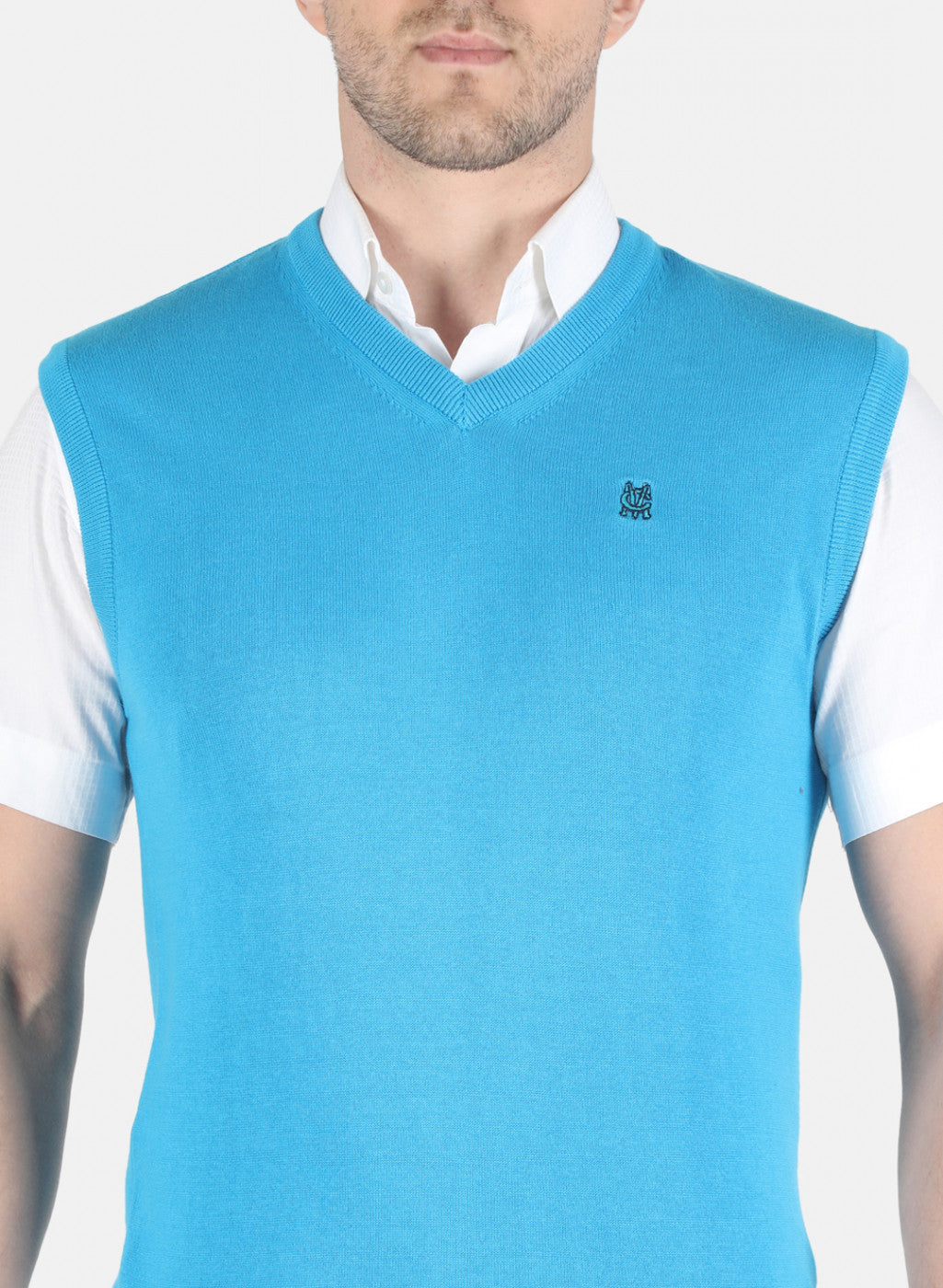 Men Blue Solid Sweater