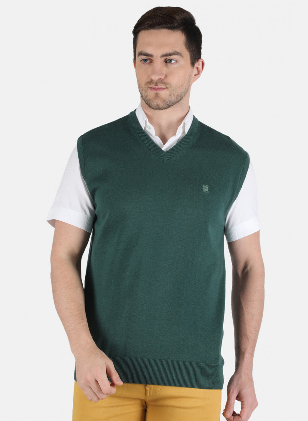 Men Green Solid Sweater