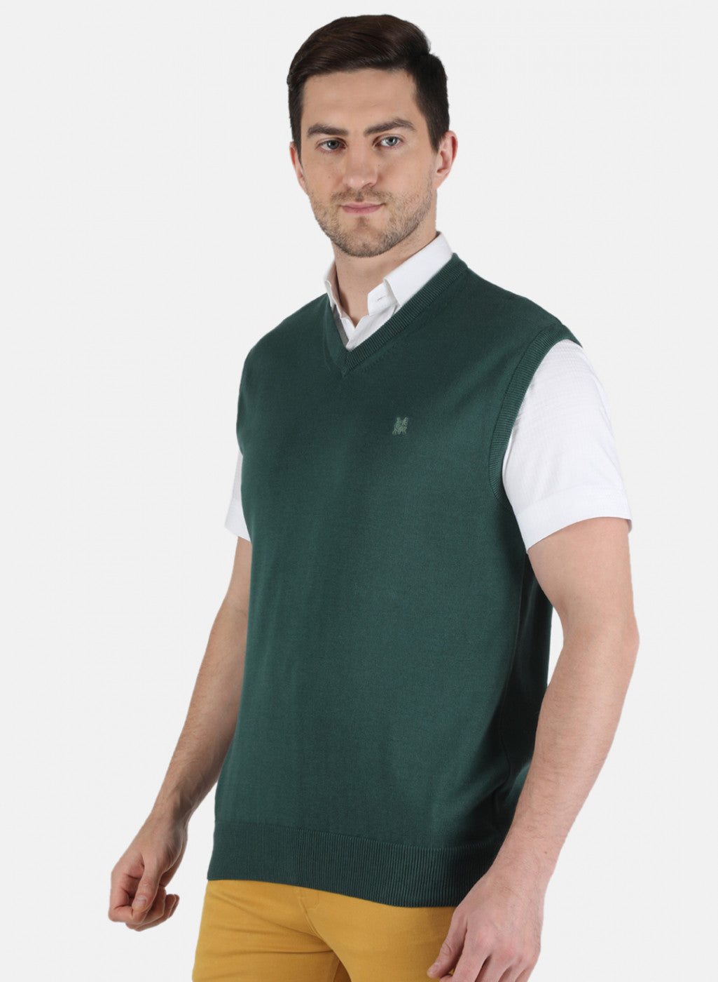 Men Green Solid Sweater