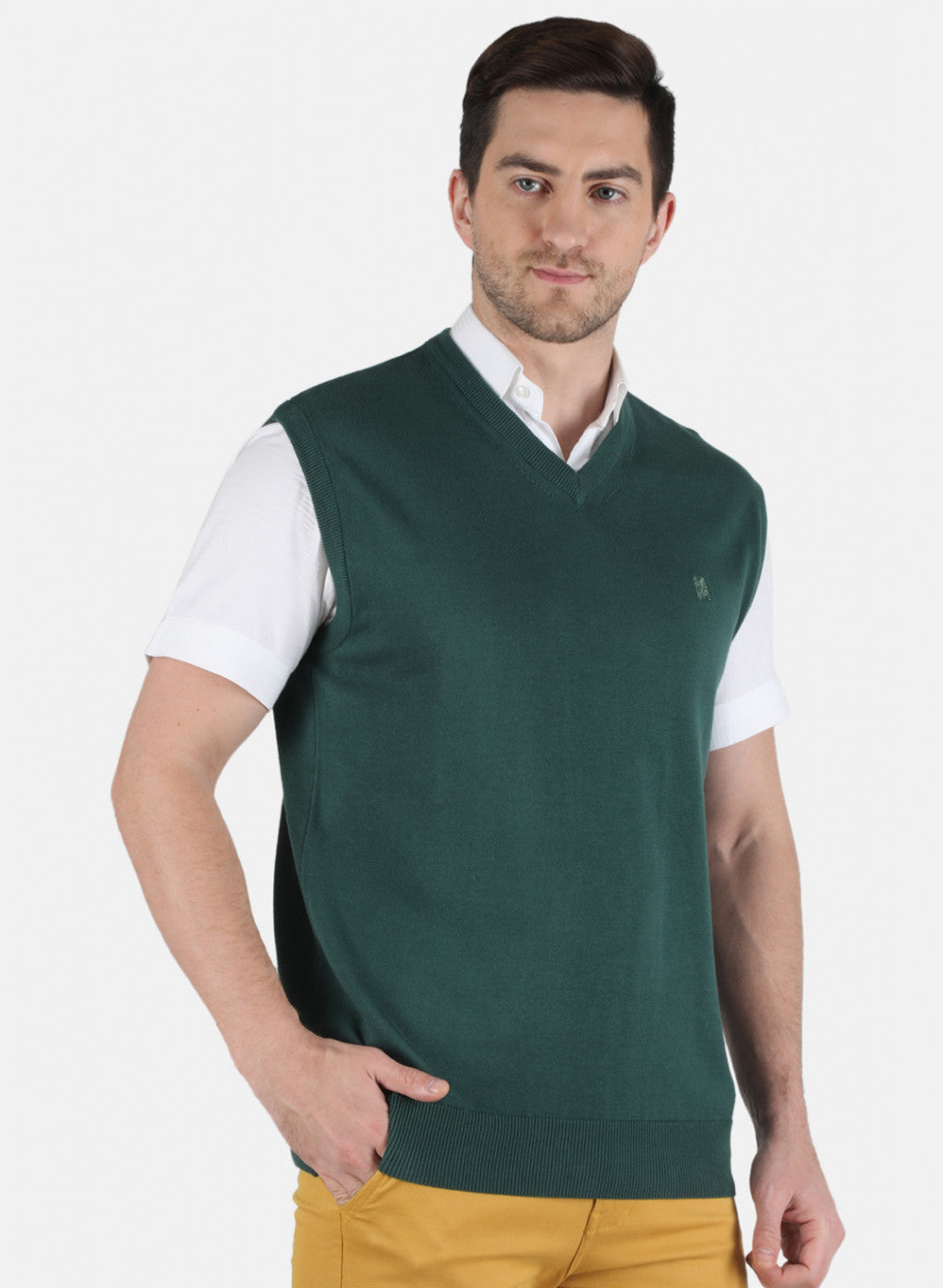 Men Green Solid Sweater