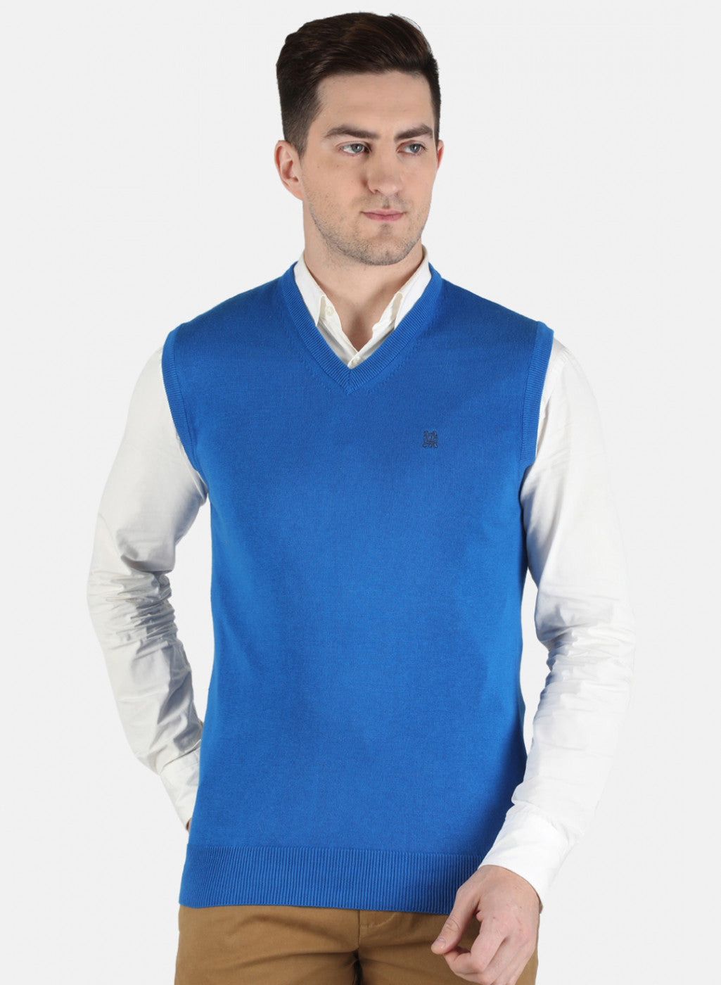 Men Blue Solid Sweater