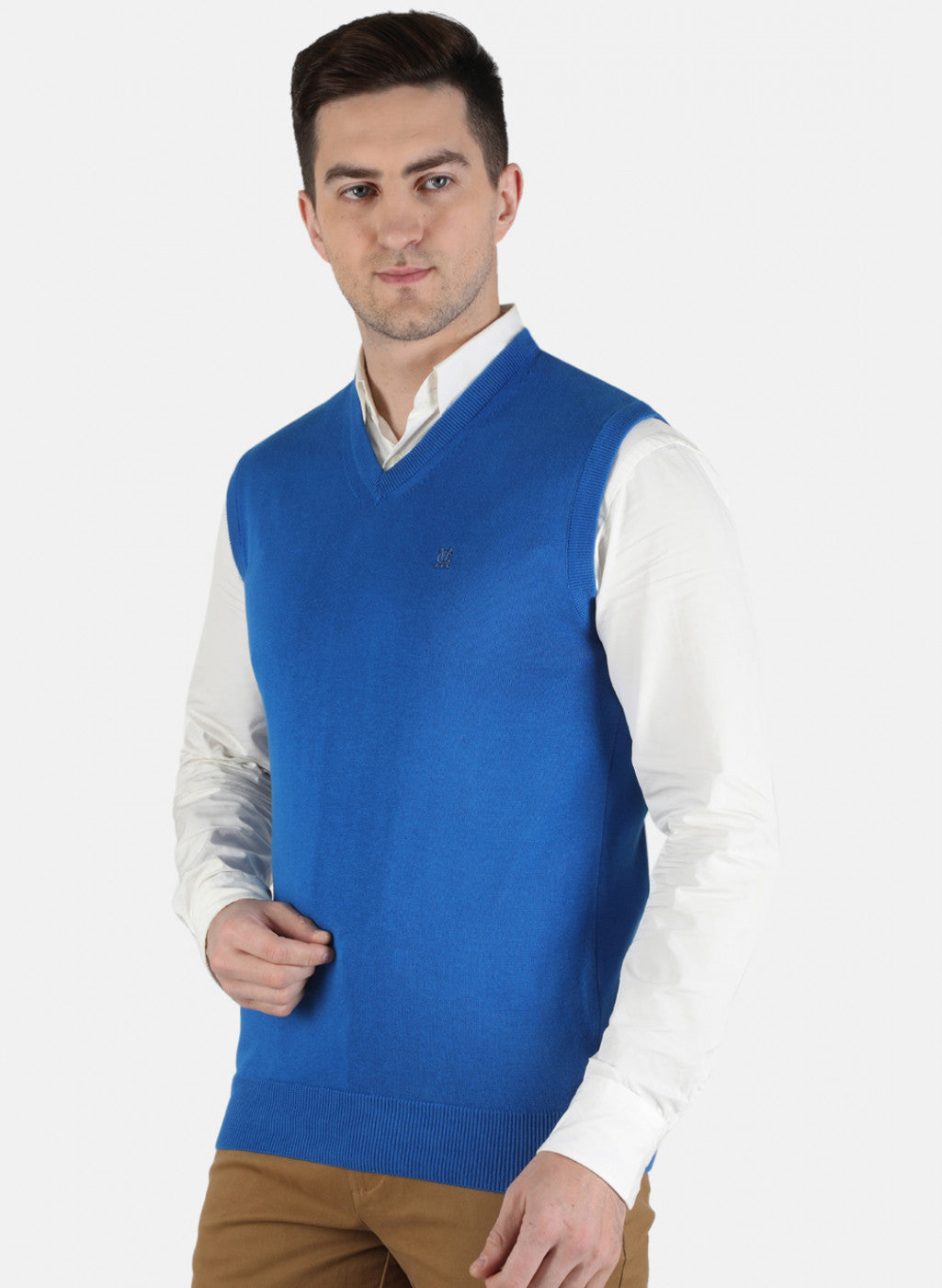 Men Blue Solid Sweater