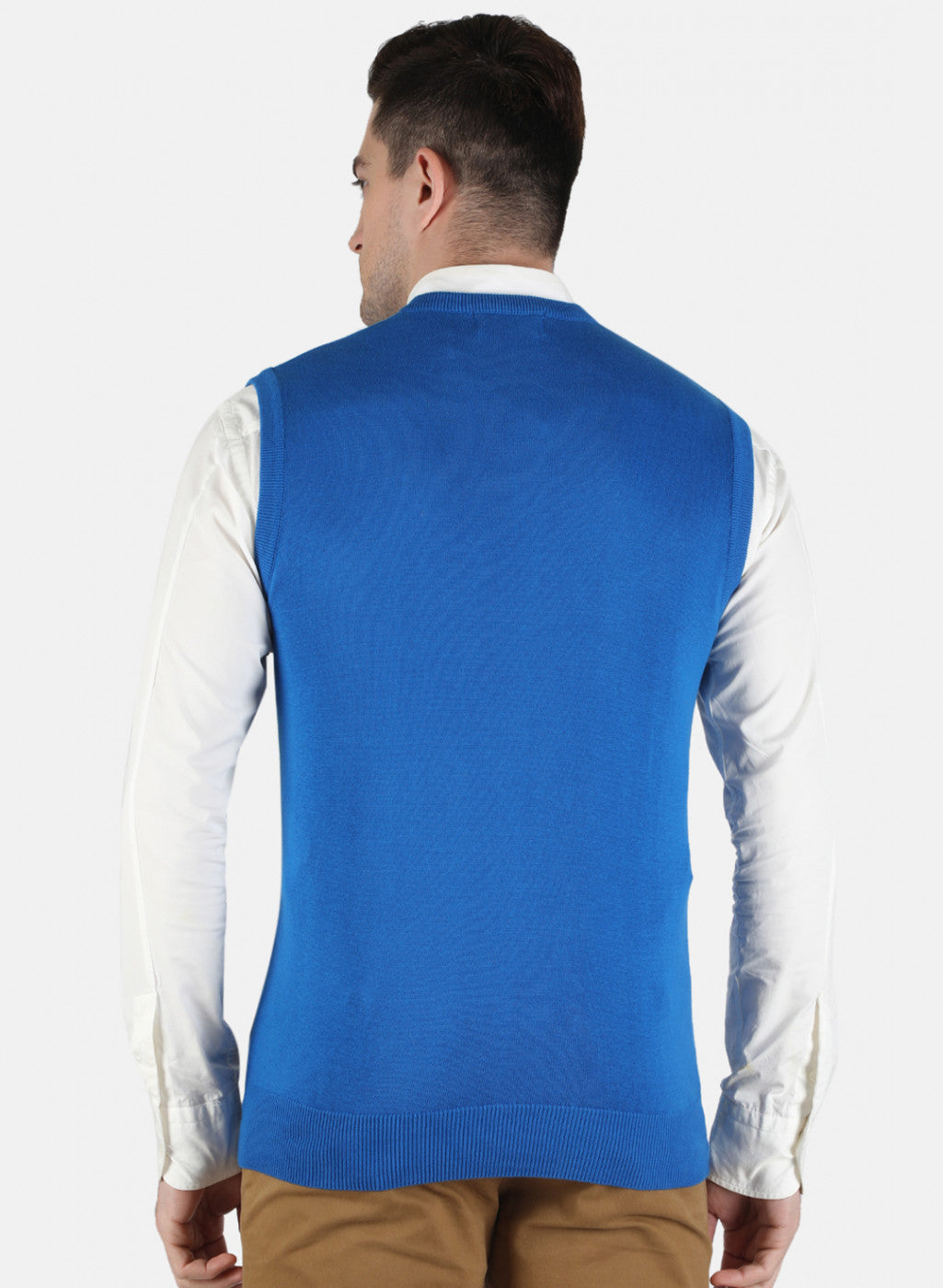 Men Blue Solid Sweater