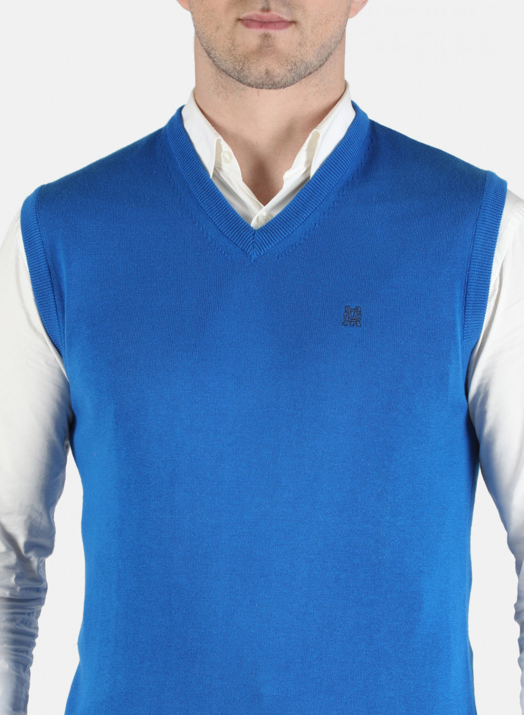 Men Blue Solid Sweater