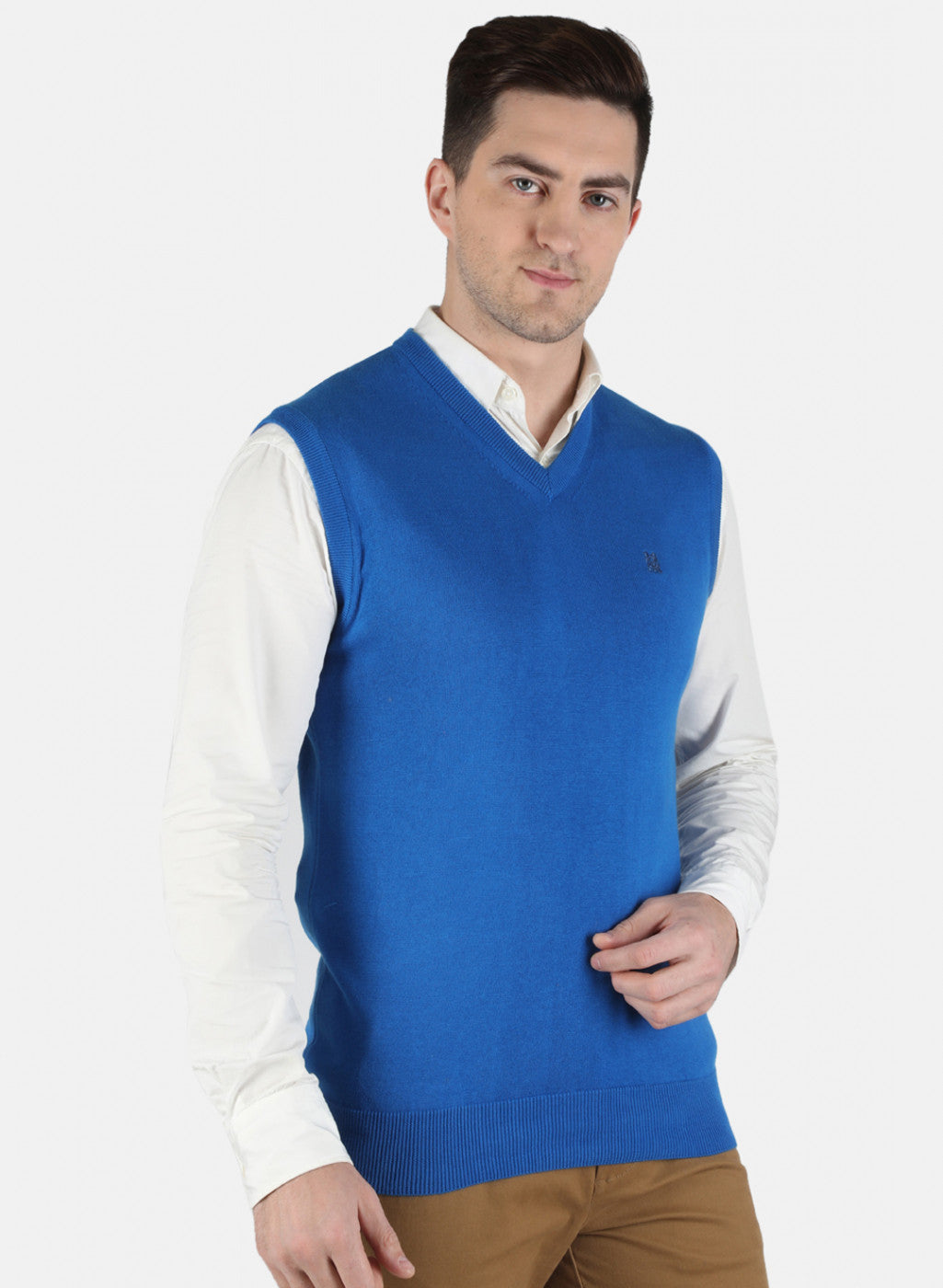 Men Blue Solid Sweater