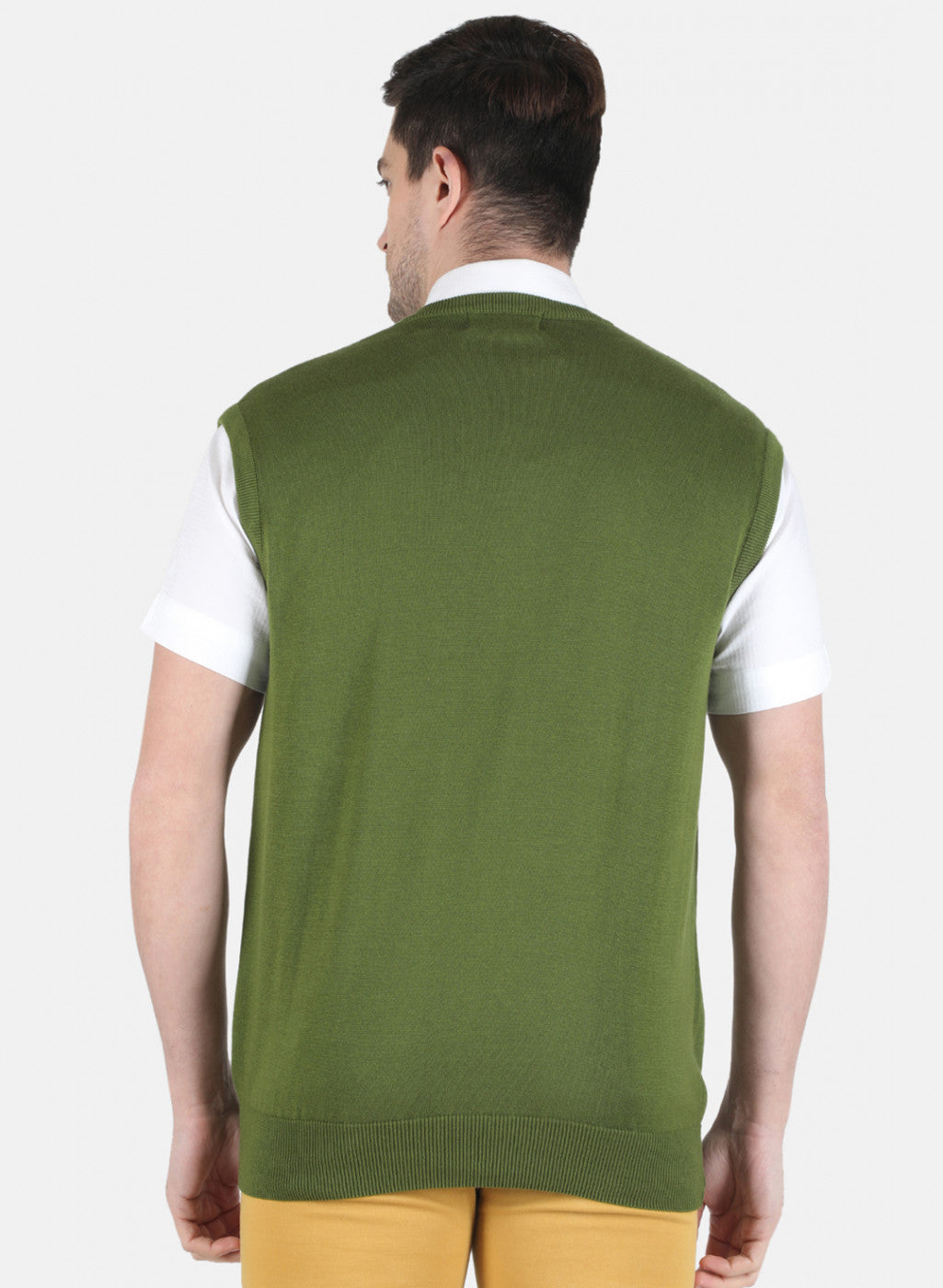 Men Olive Solid Sweater