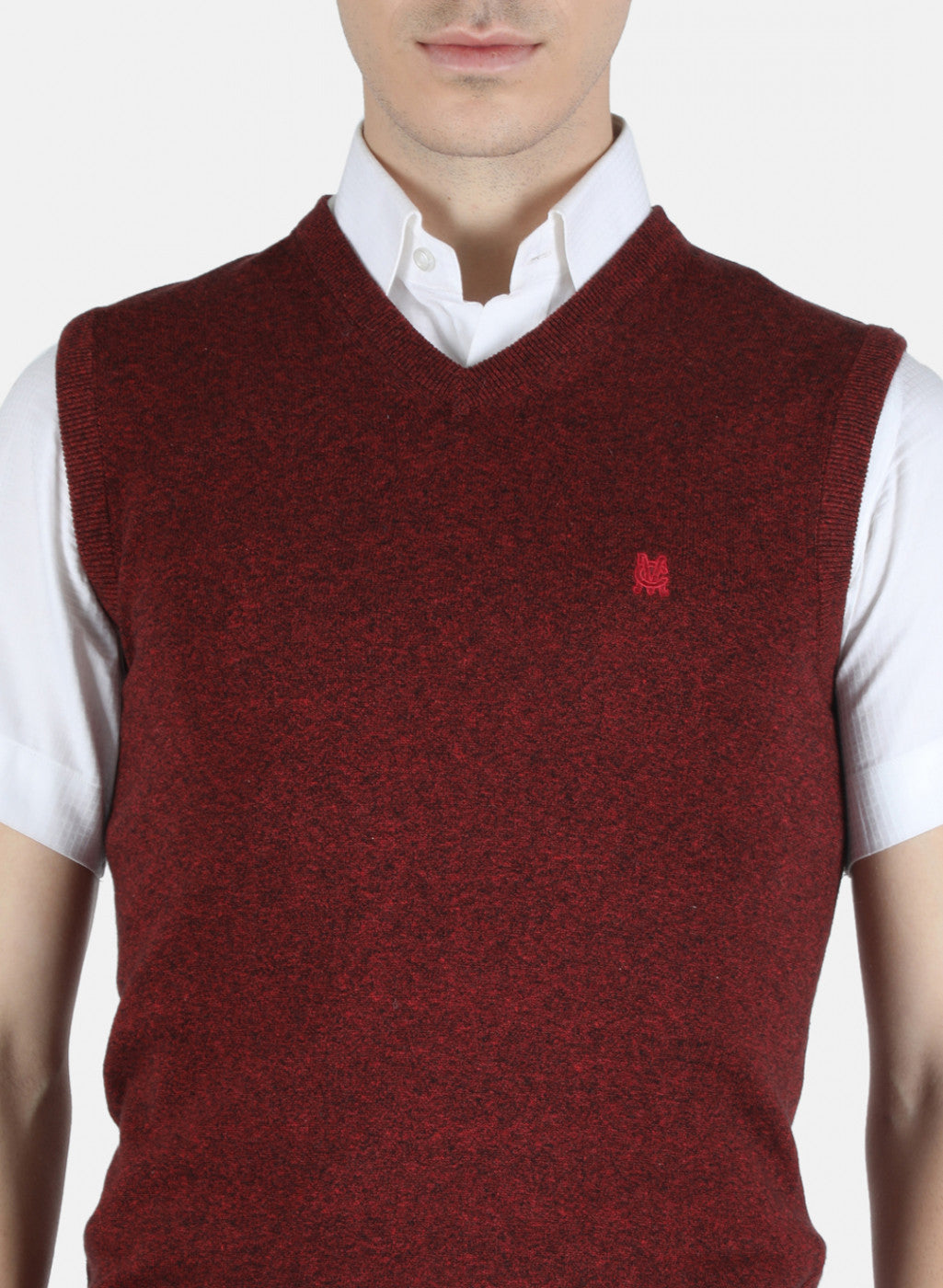 Men Red Solid Sweater