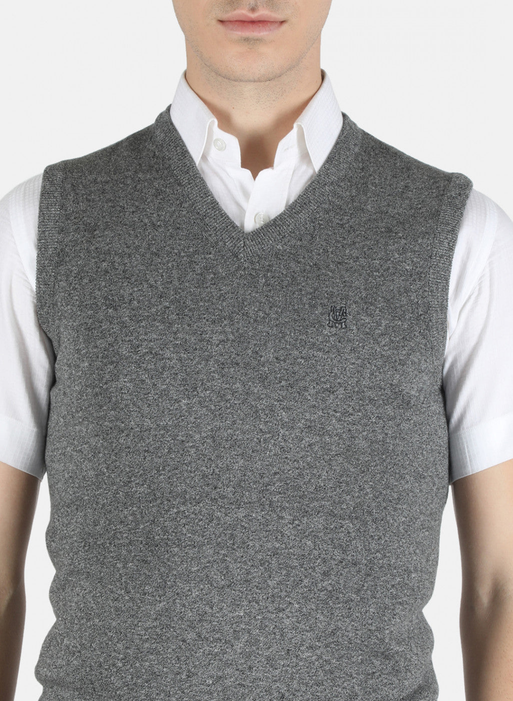 Men Grey Solid Sweater