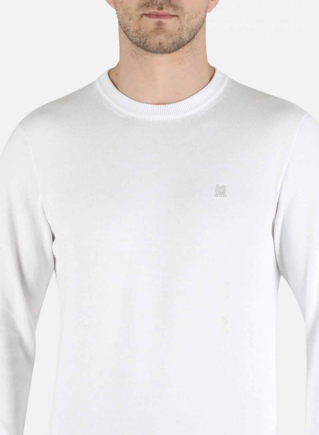 Men White Solid Pullover