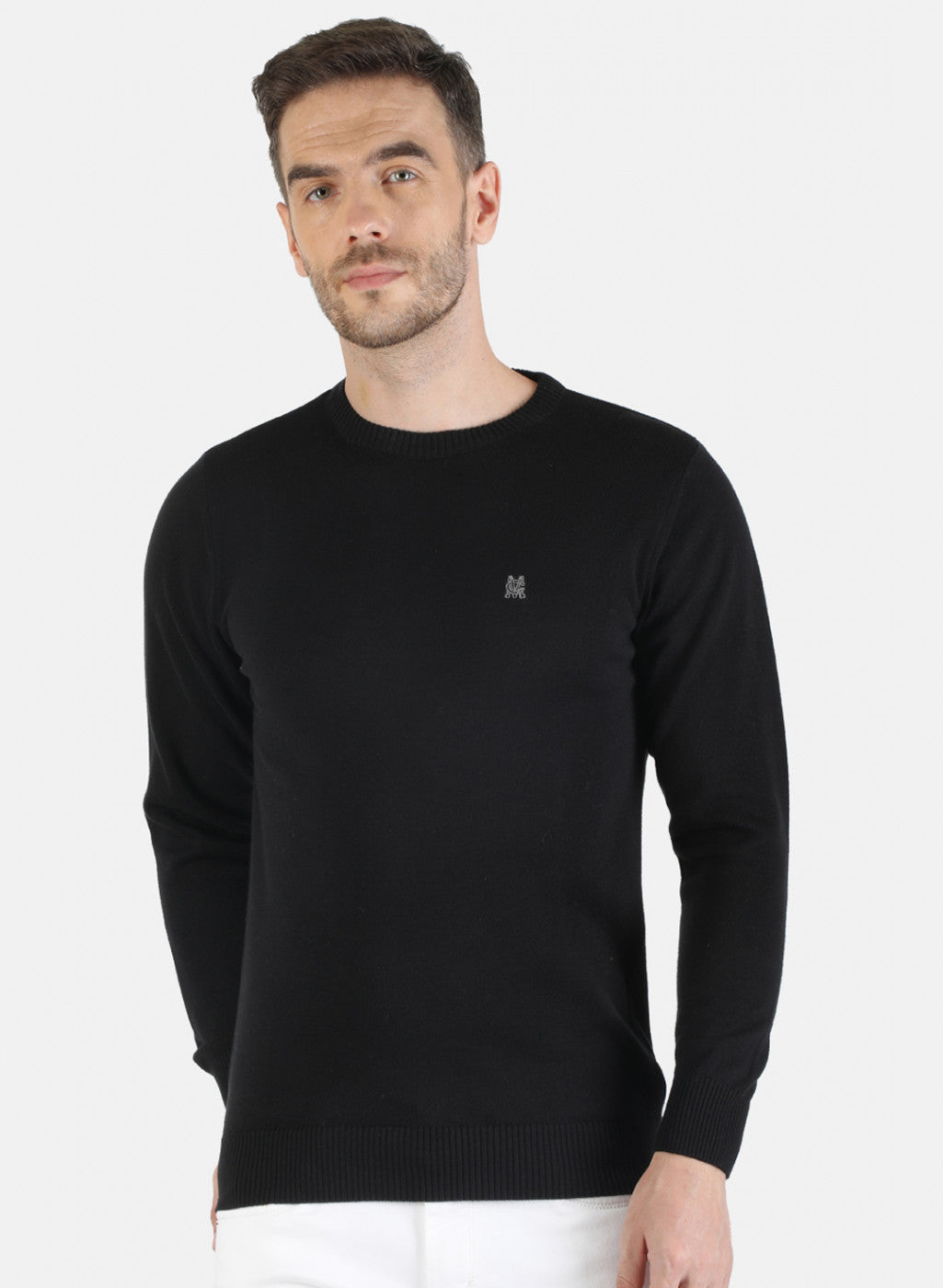 Men Black Solid Pullover