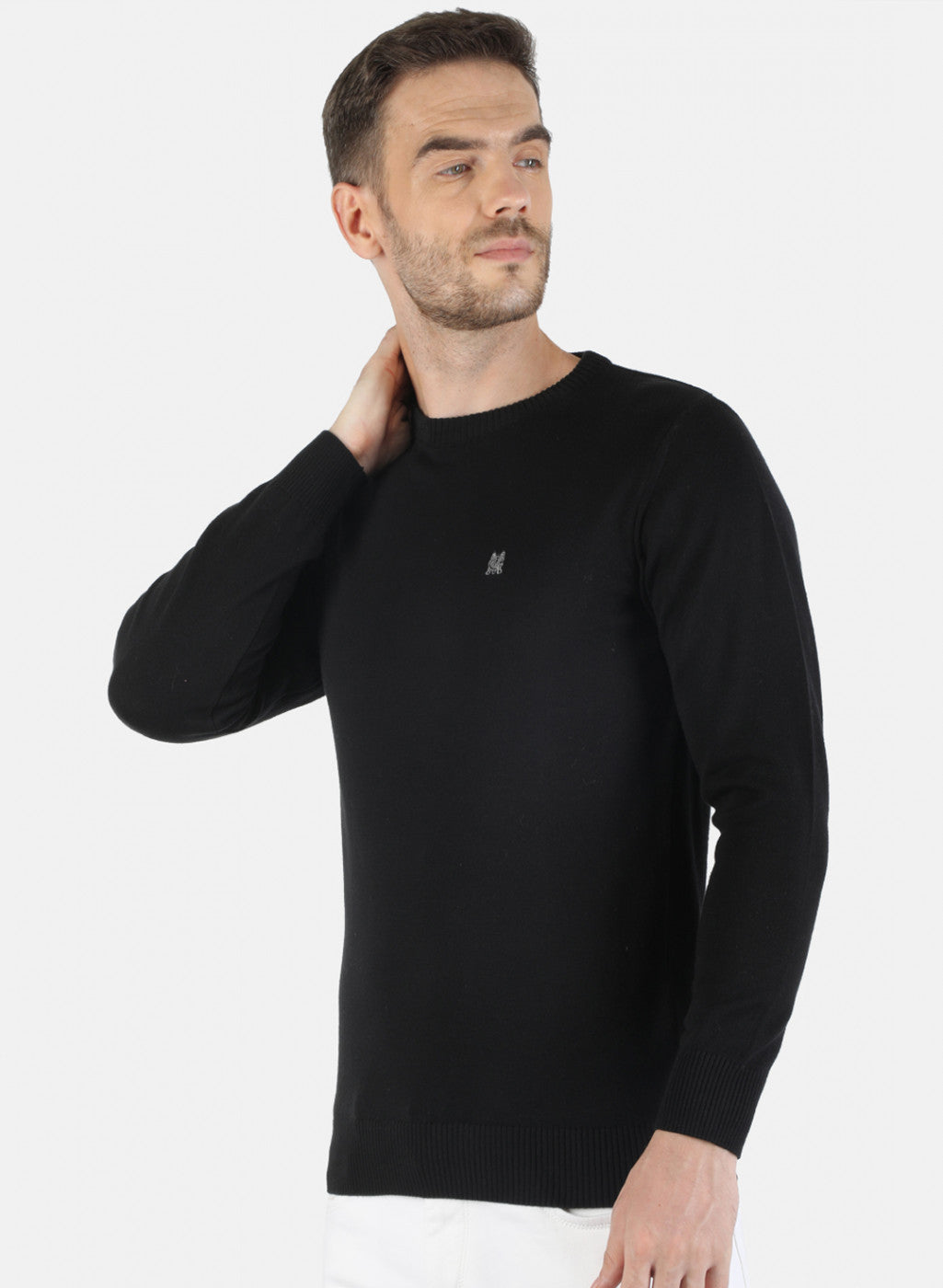 Men Black Solid Pullover