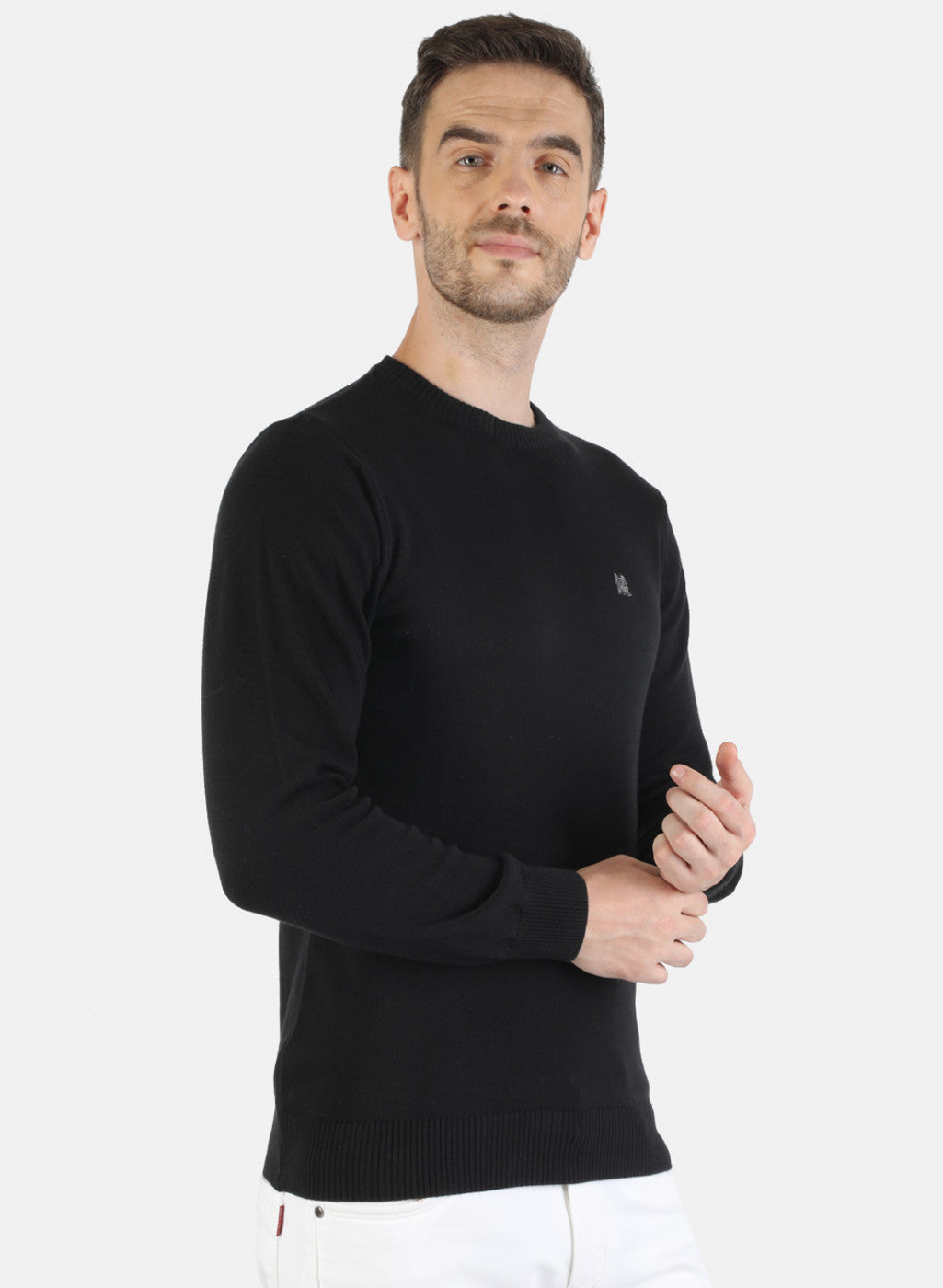 Men Black Solid Pullover