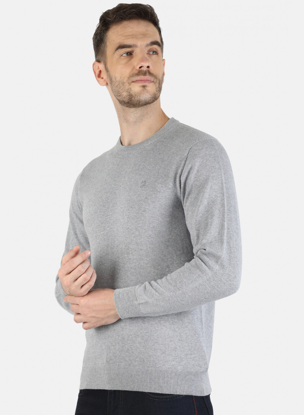 Men Grey Solid Pullover