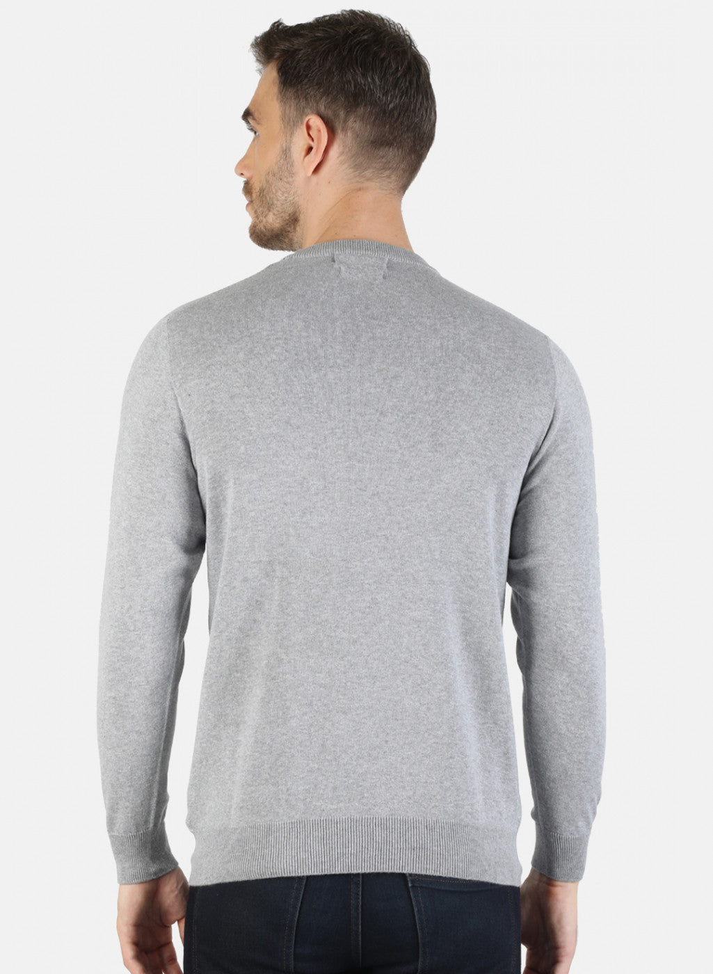 Men Grey Solid Pullover