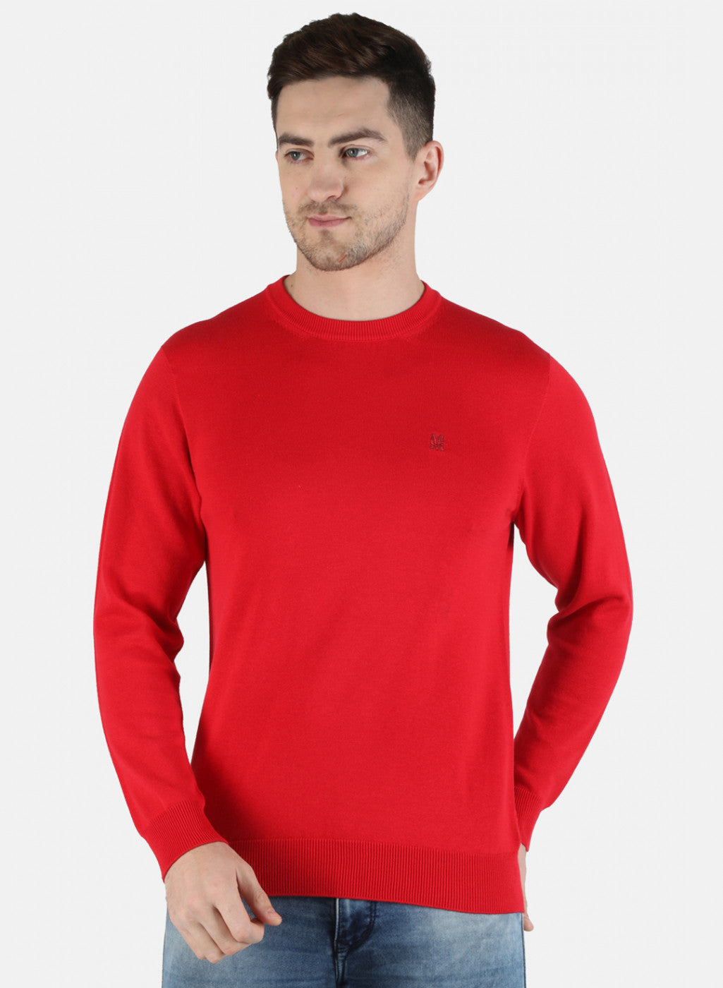 Men Red Solid Pullover