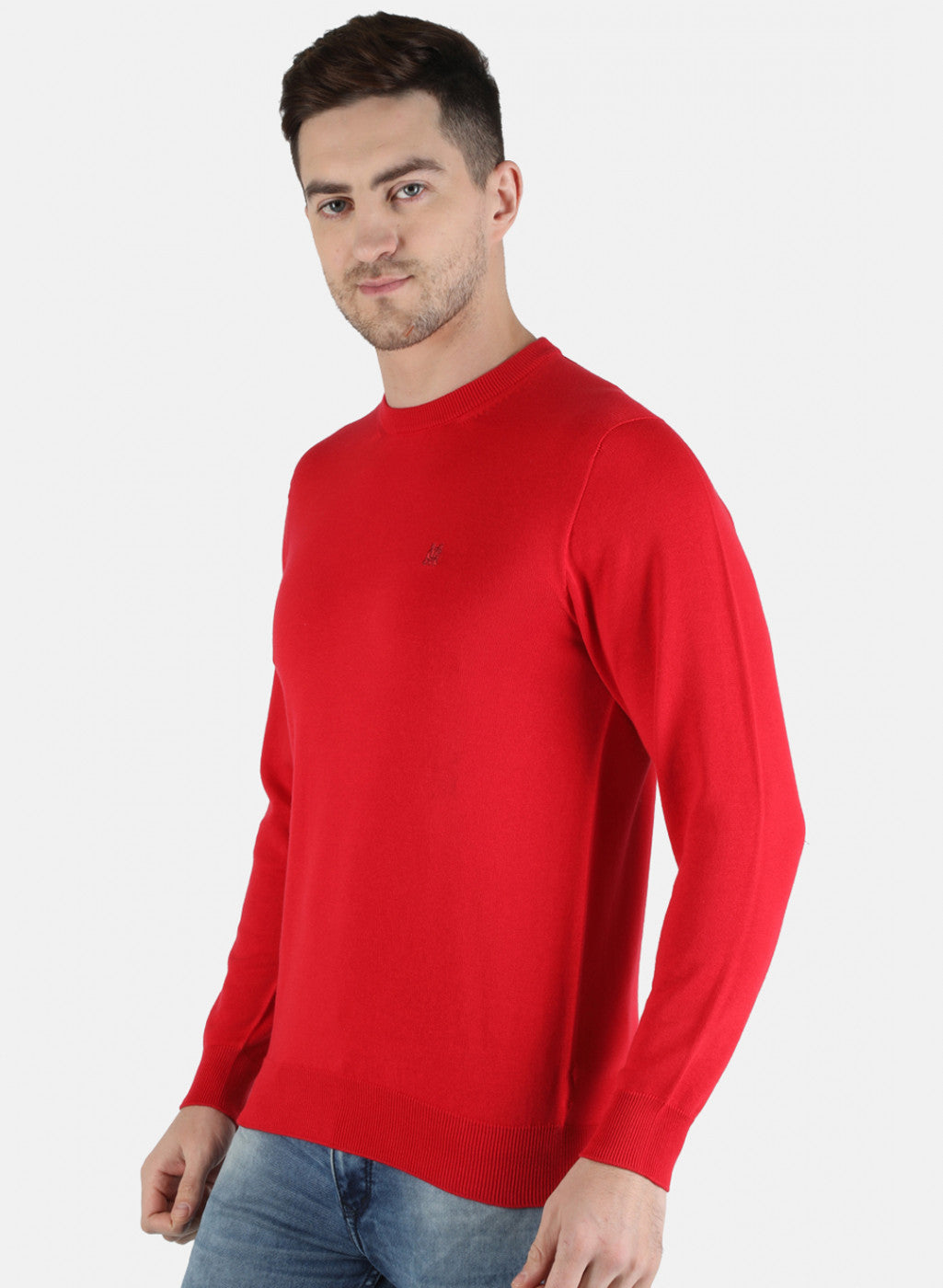 Men Red Solid Pullover