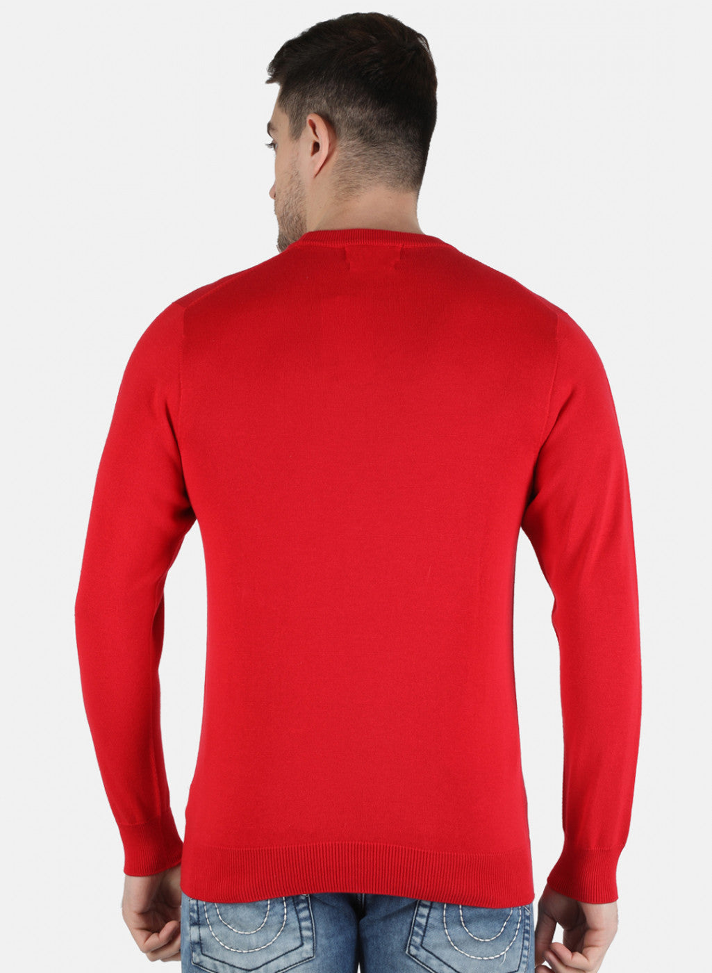 Men Red Solid Pullover