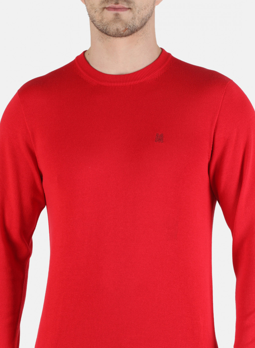 Men Red Solid Pullover