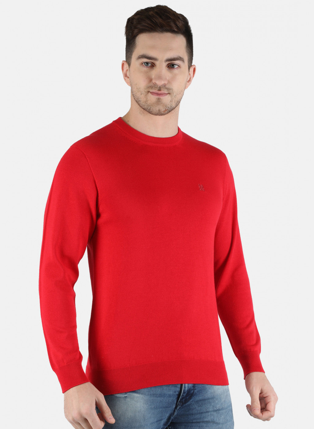 Men Red Solid Pullover