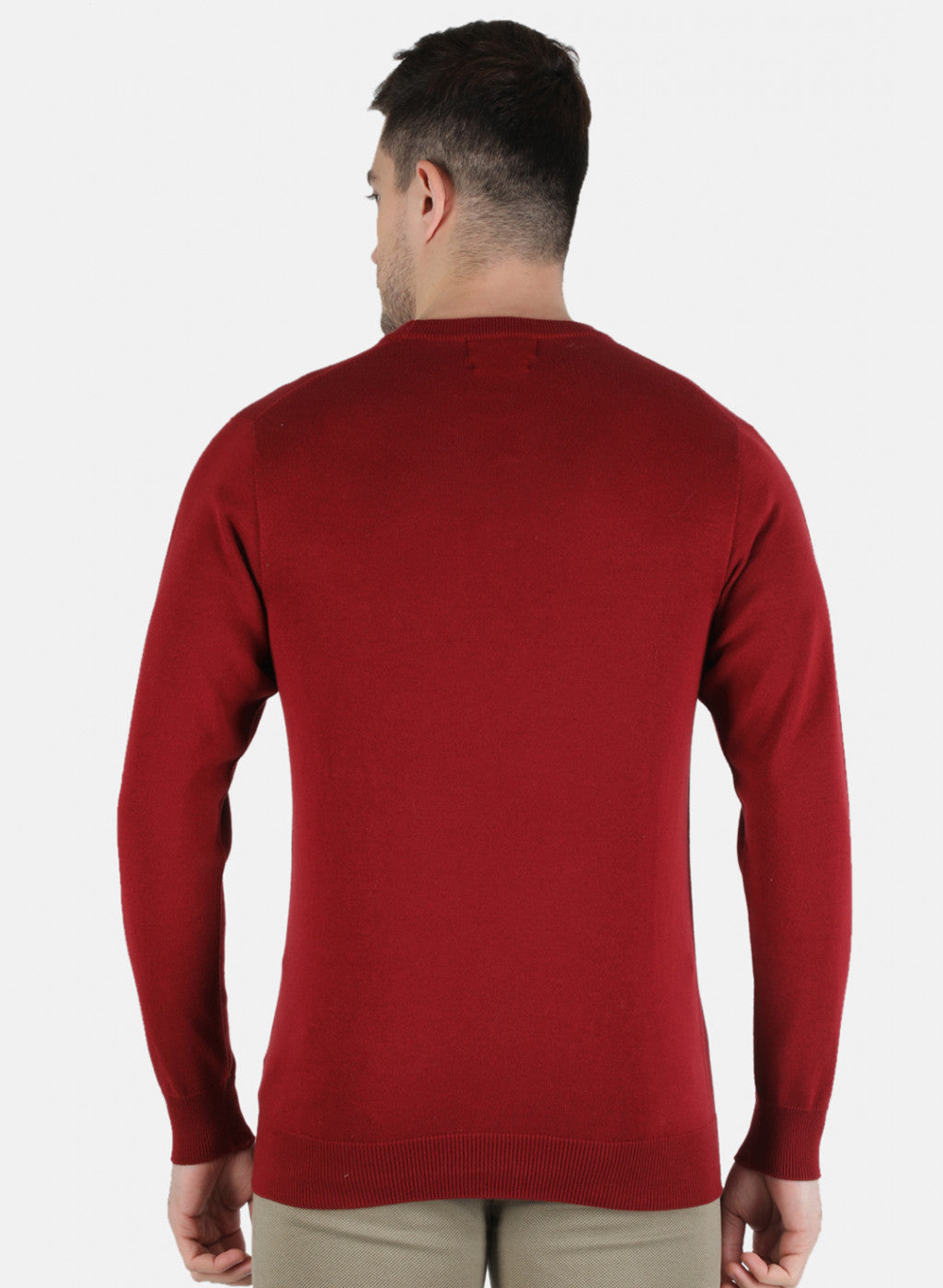 Men Maroon Solid Pullover