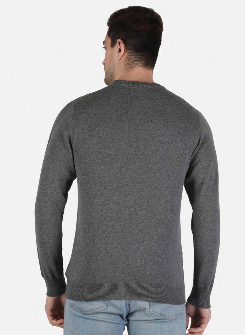 Men Grey Solid Pullover