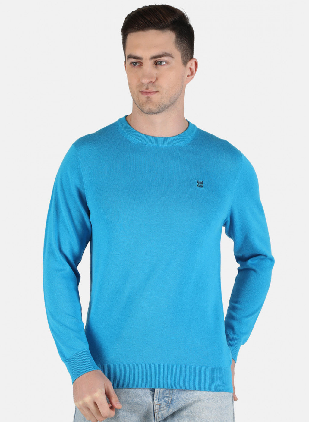 Men Blue Solid Pullover