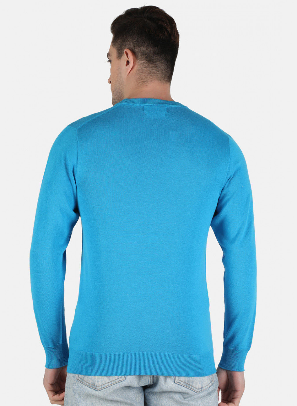 Men Blue Solid Pullover