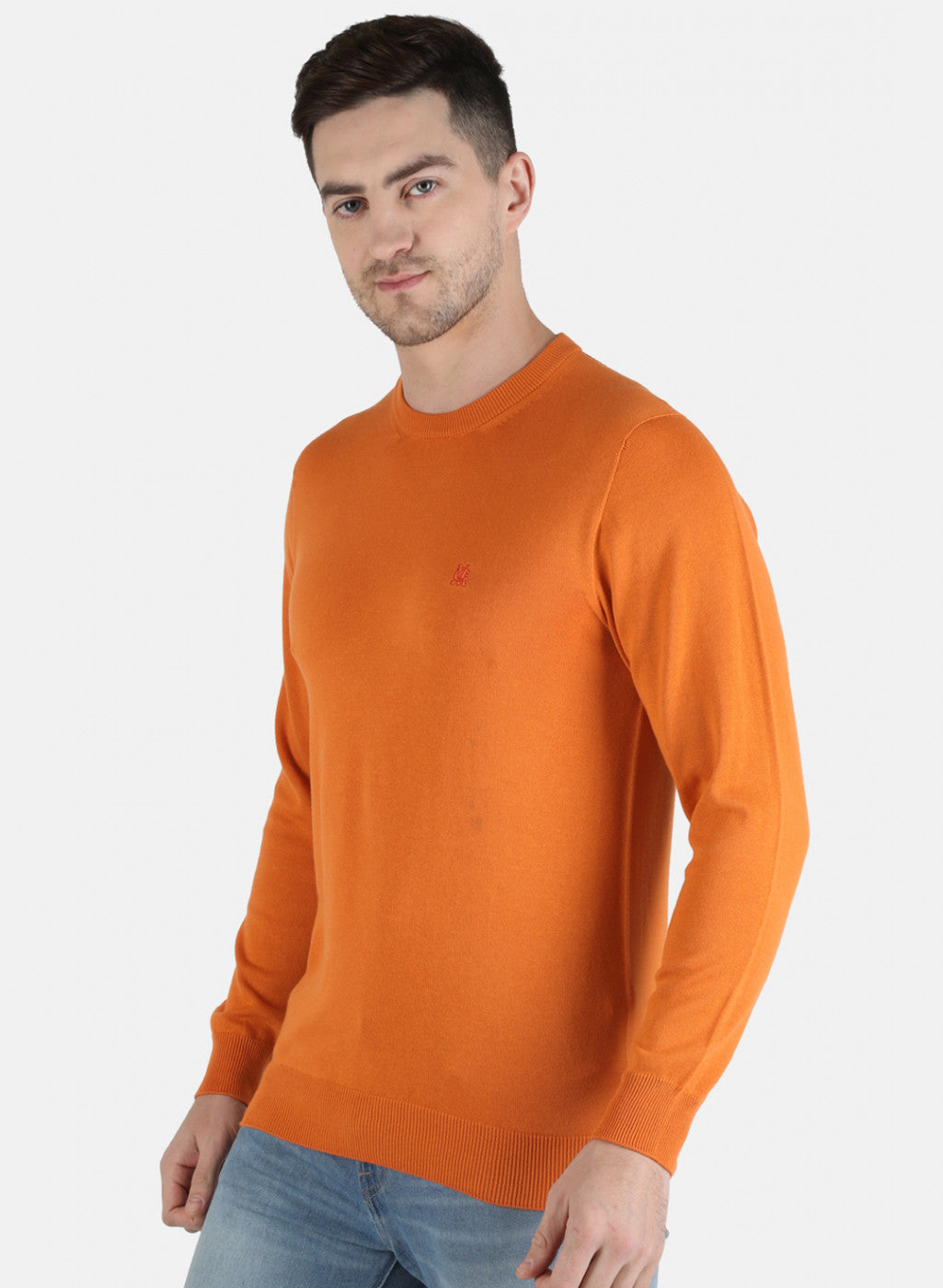 Men Orange Solid Pullover