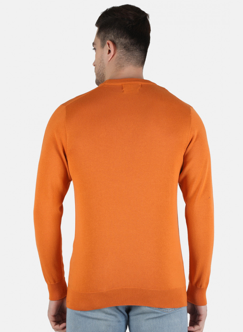 Men Orange Solid Pullover