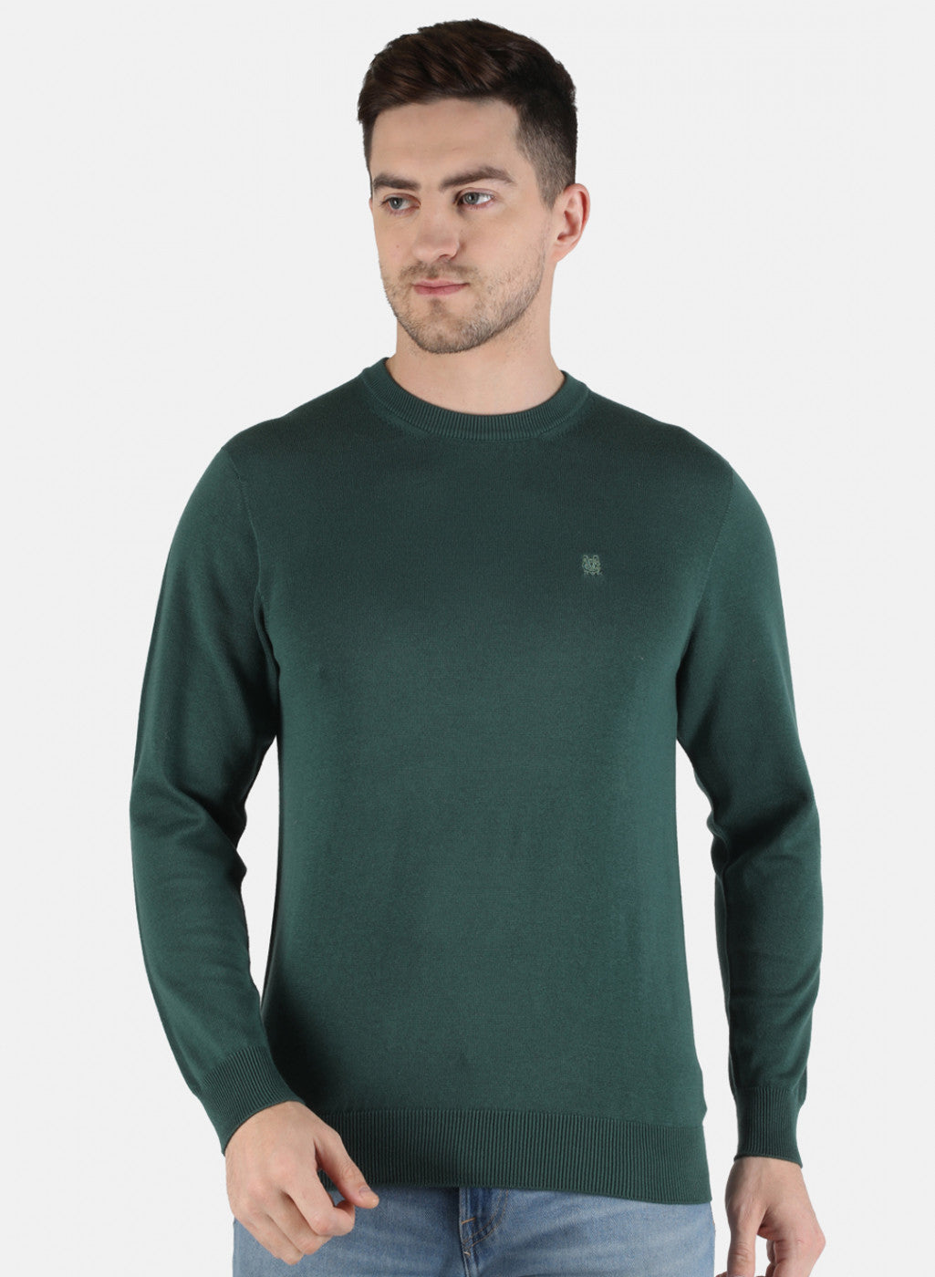 Men Green Solid Pullover