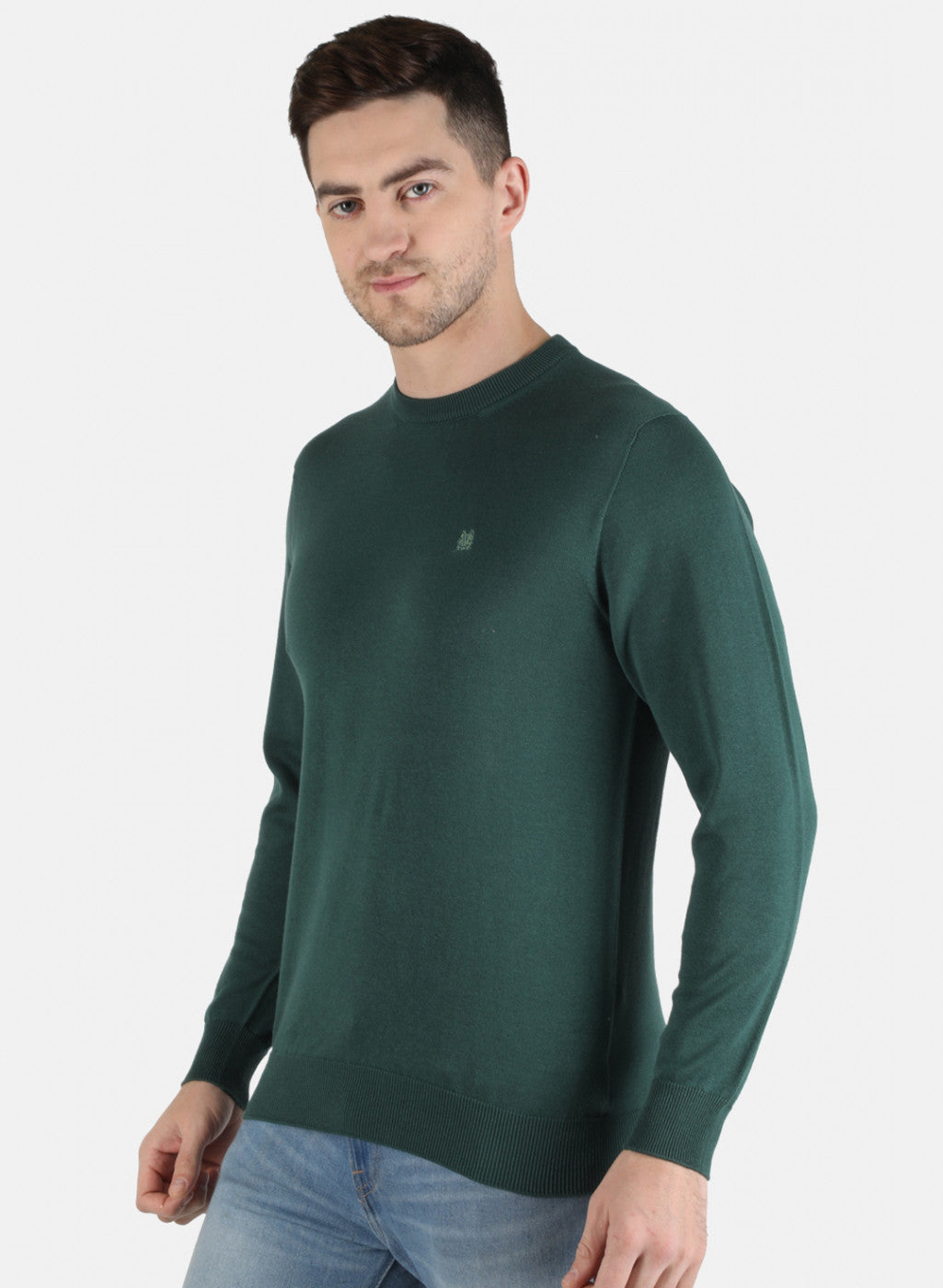 Men Green Solid Pullover