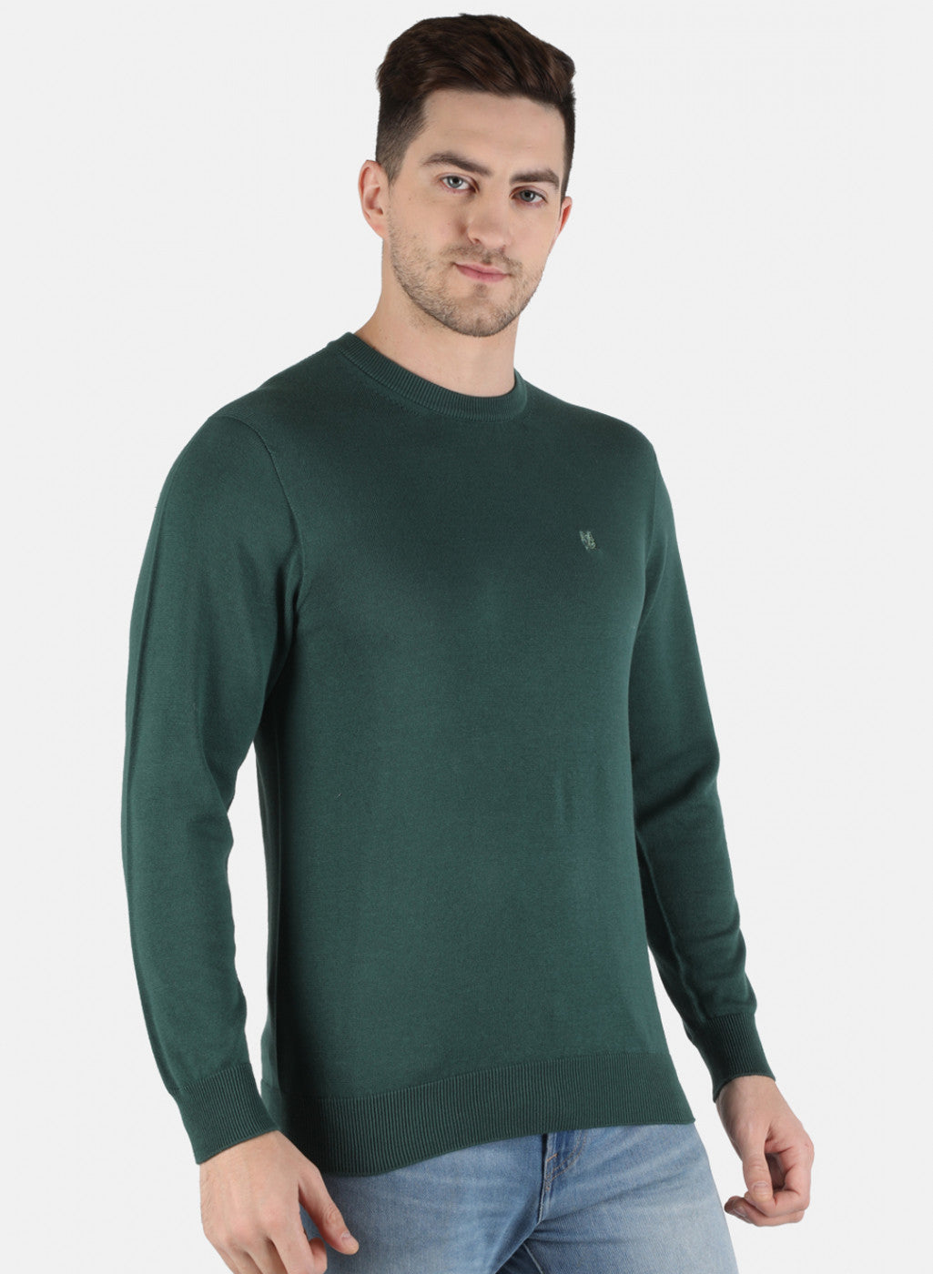 Men Green Solid Pullover