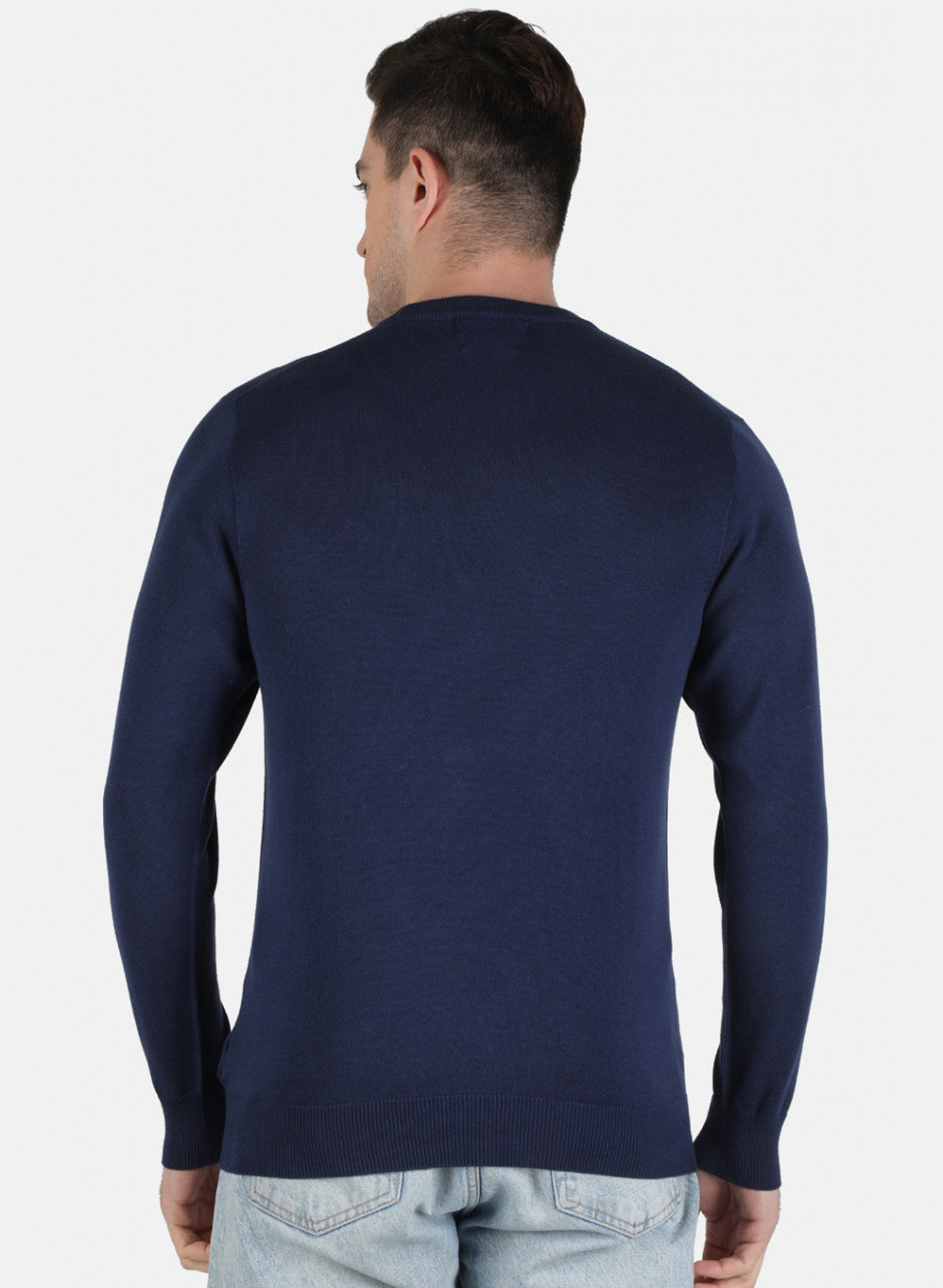 Men Blue Solid Pullover