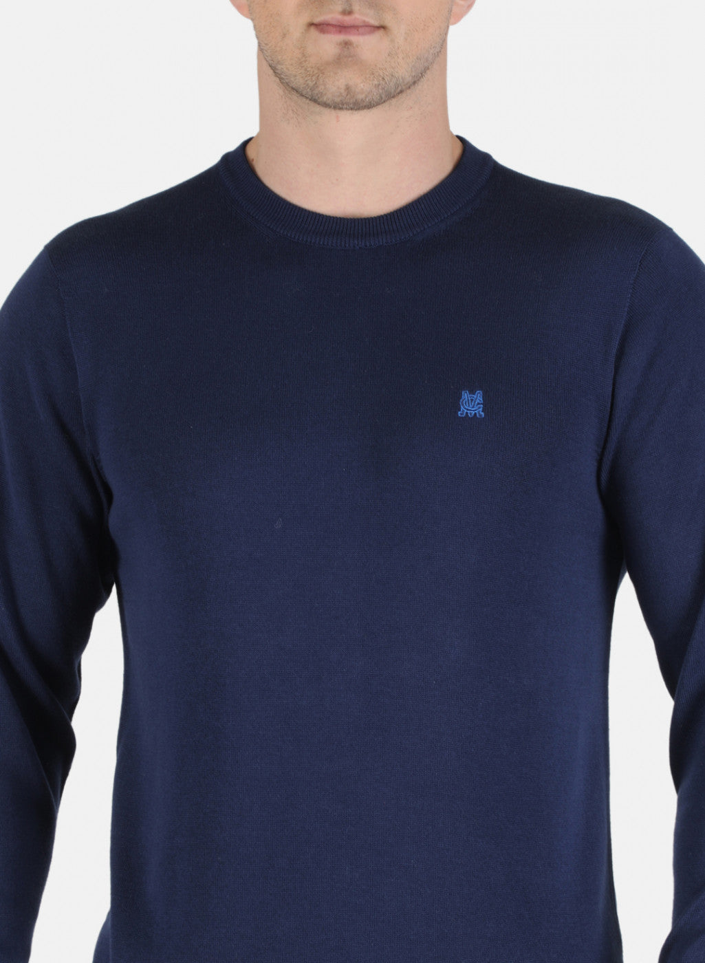 Men Blue Solid Pullover