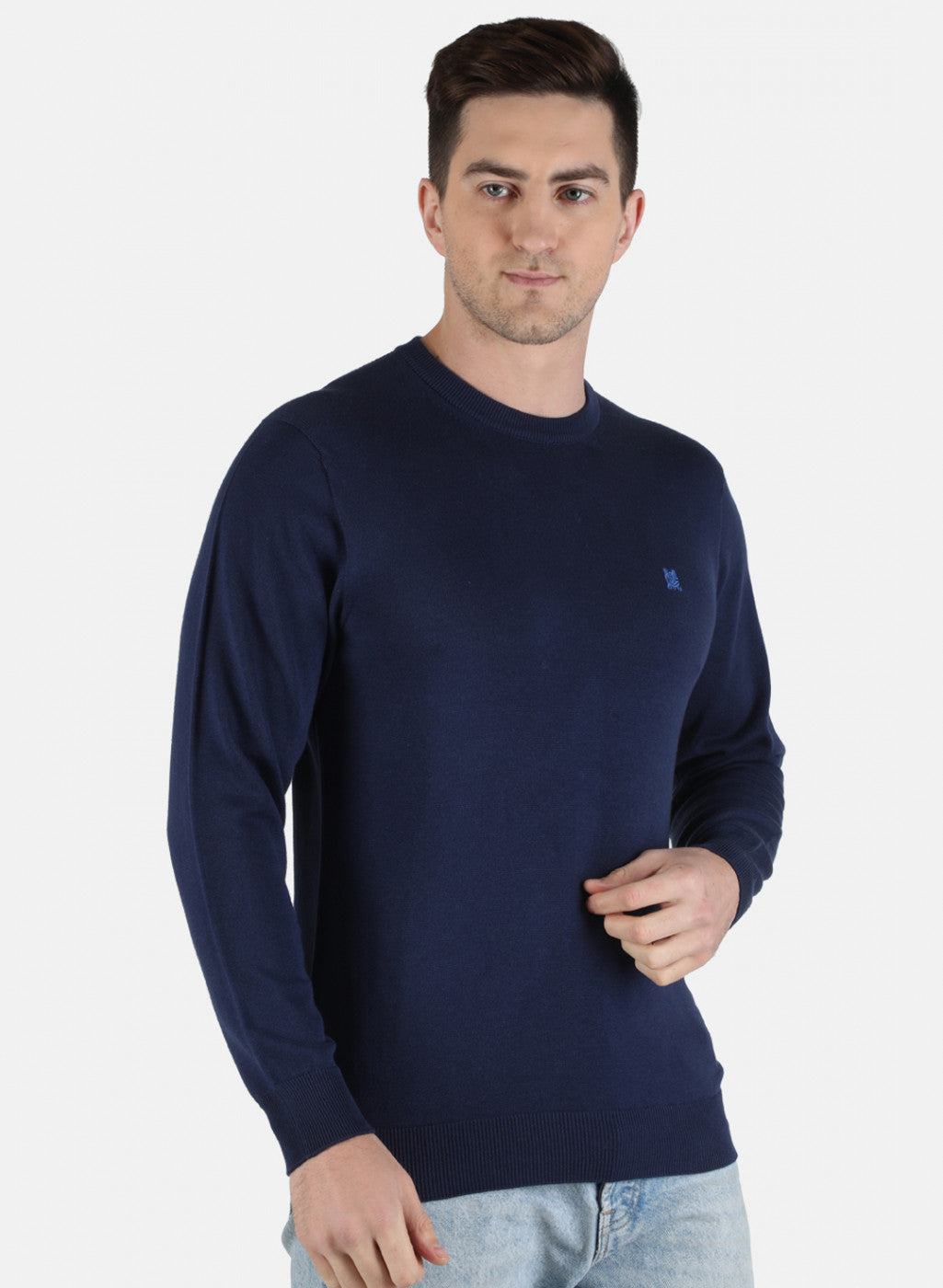 Men Blue Solid Pullover