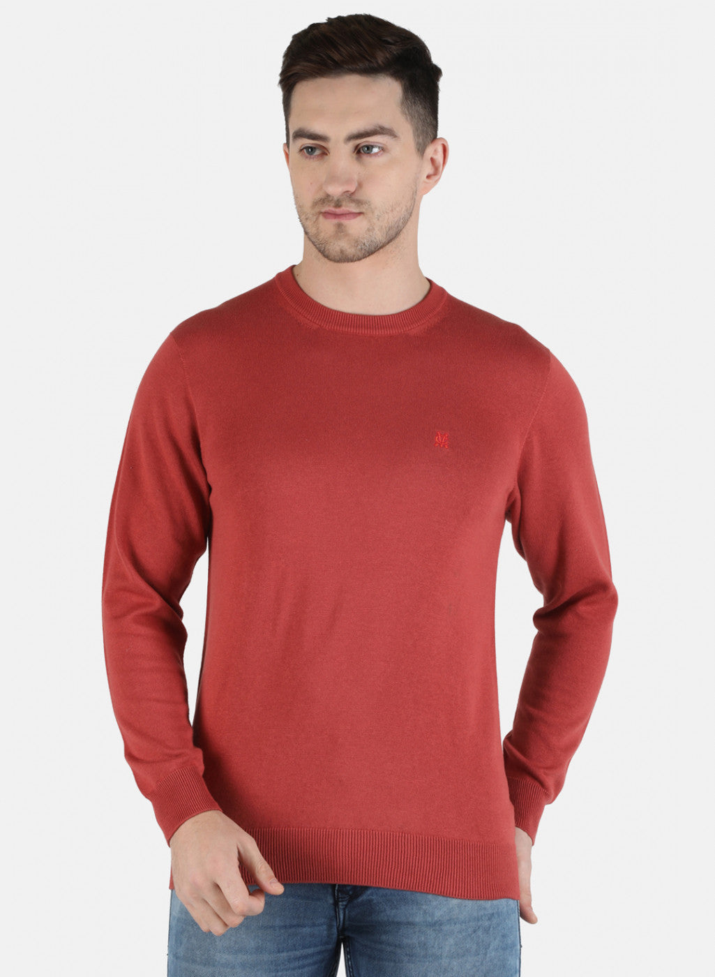 Men Rust Solid Pullover