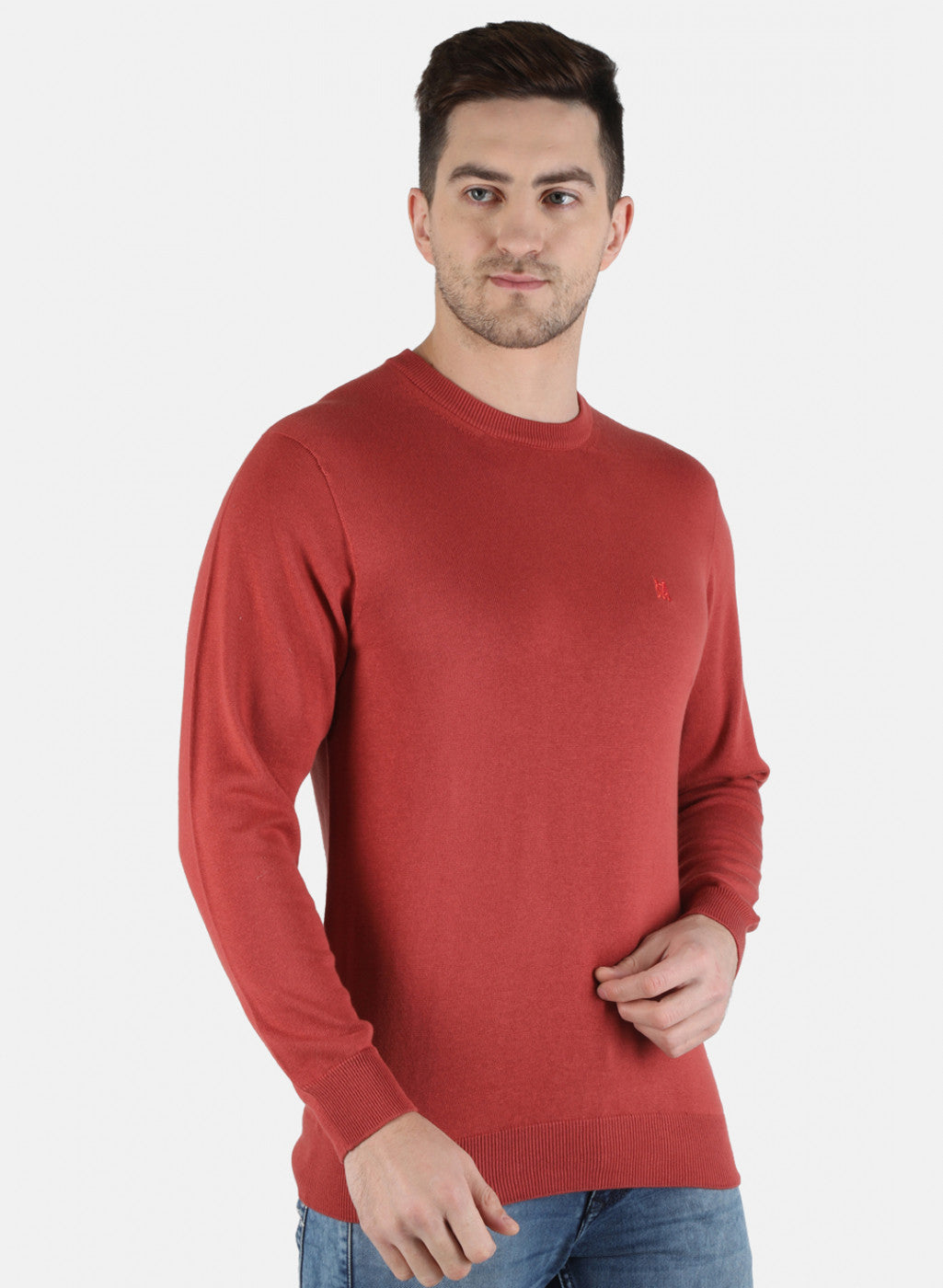 Men Rust Solid Pullover