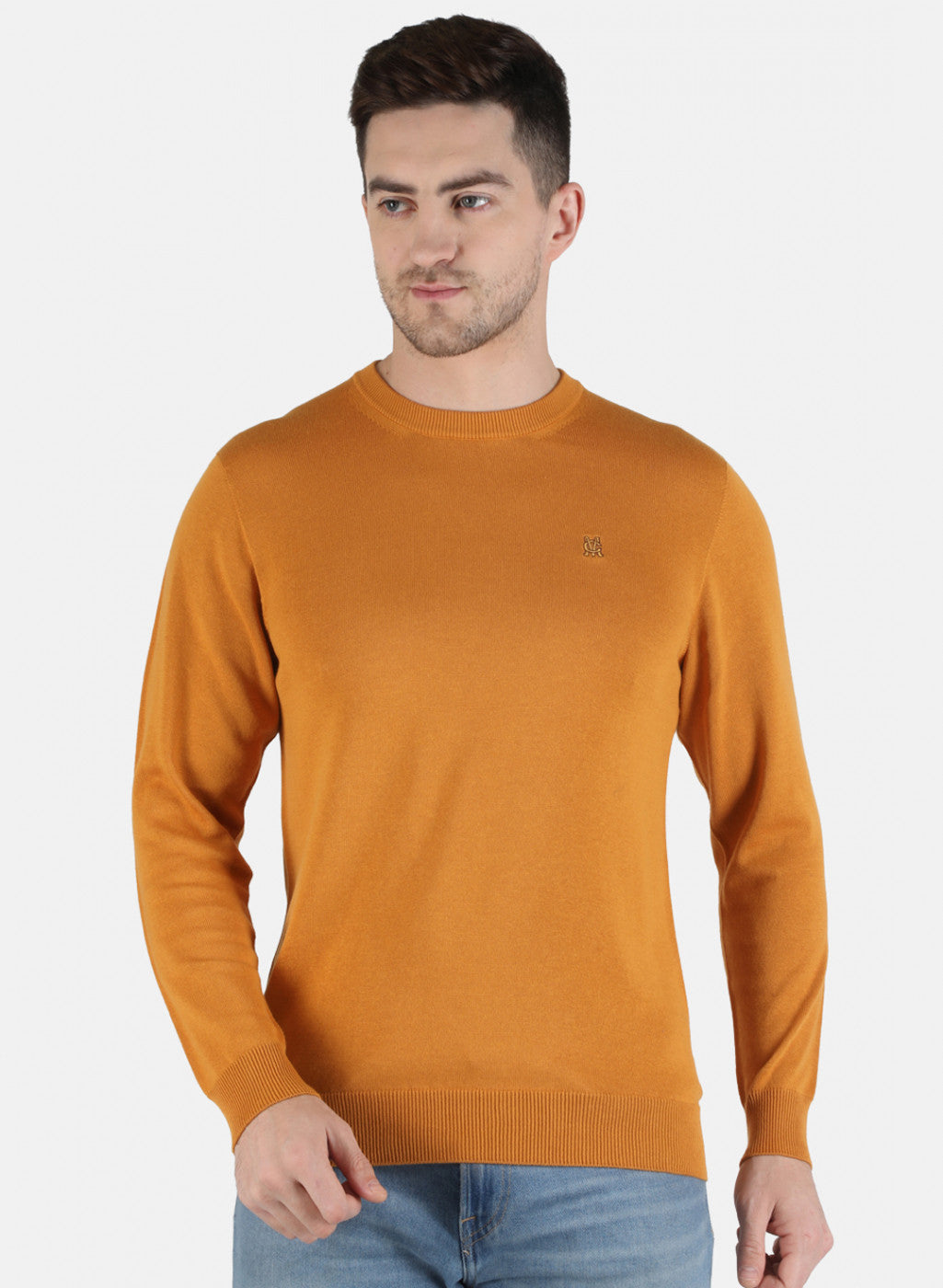 Men Caramel Solid Pullover