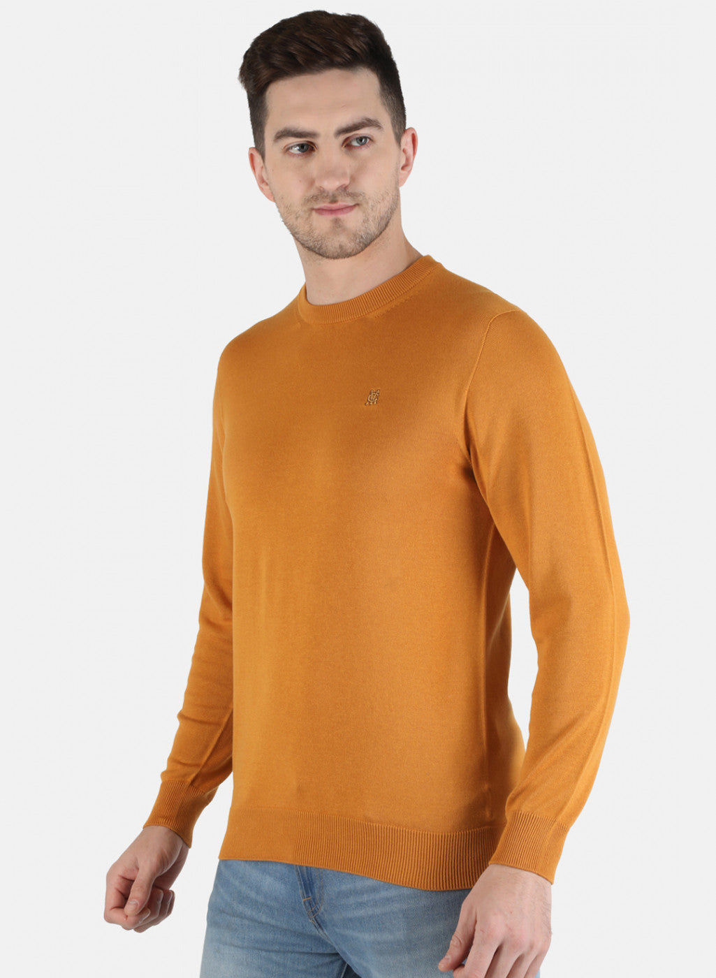 Men Caramel Solid Pullover