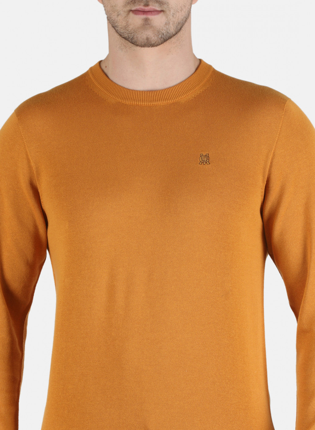 Men Caramel Solid Pullover