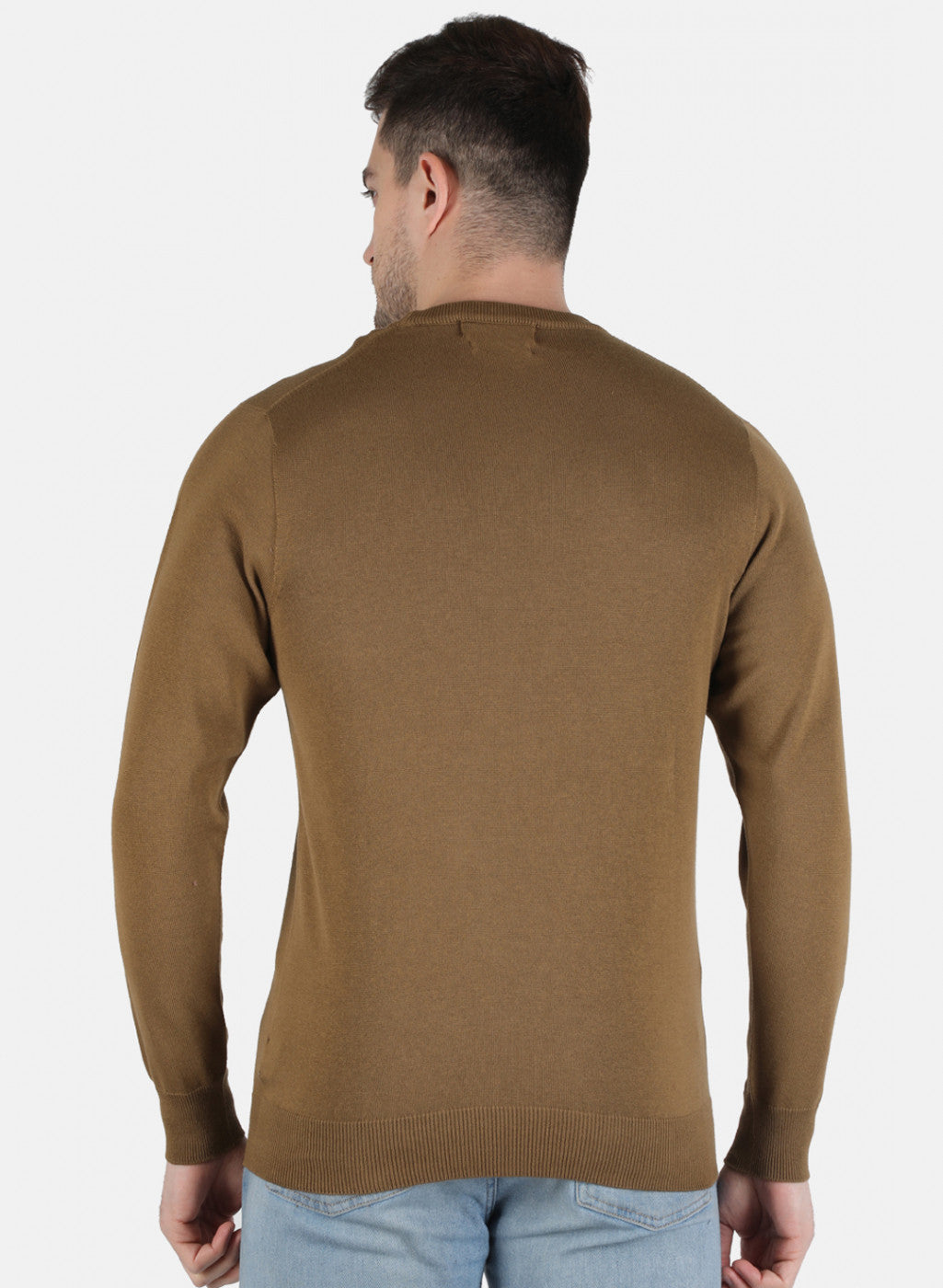 Men Brown Solid Pullover