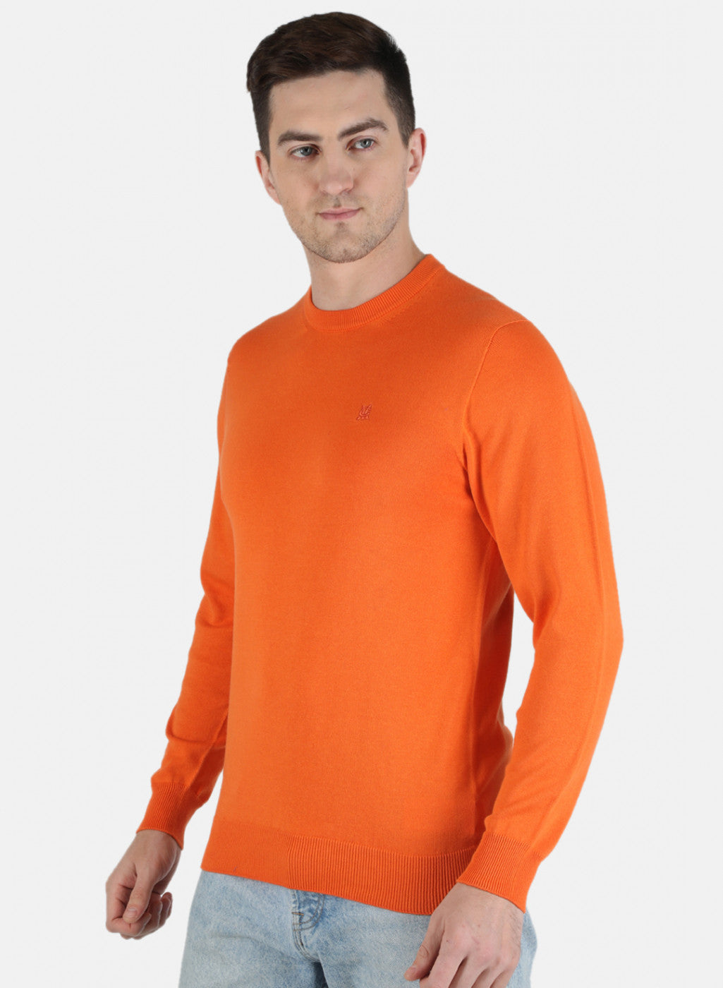 Men Orange Solid Pullover