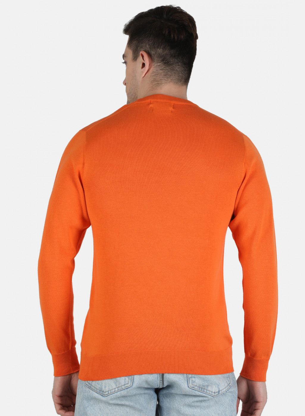 Men Orange Solid Pullover