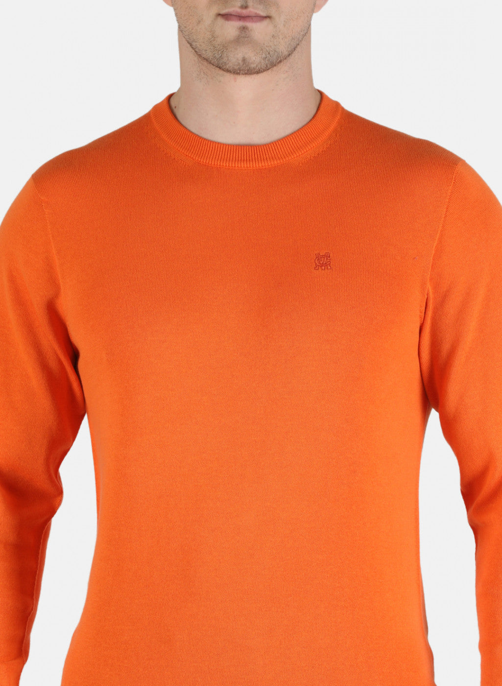 Men Orange Solid Pullover