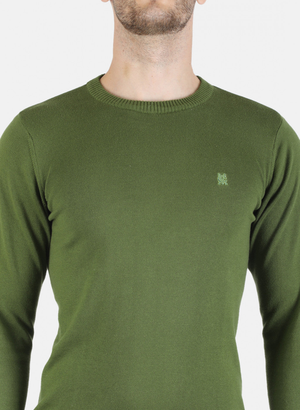 Men Olive Solid Pullover