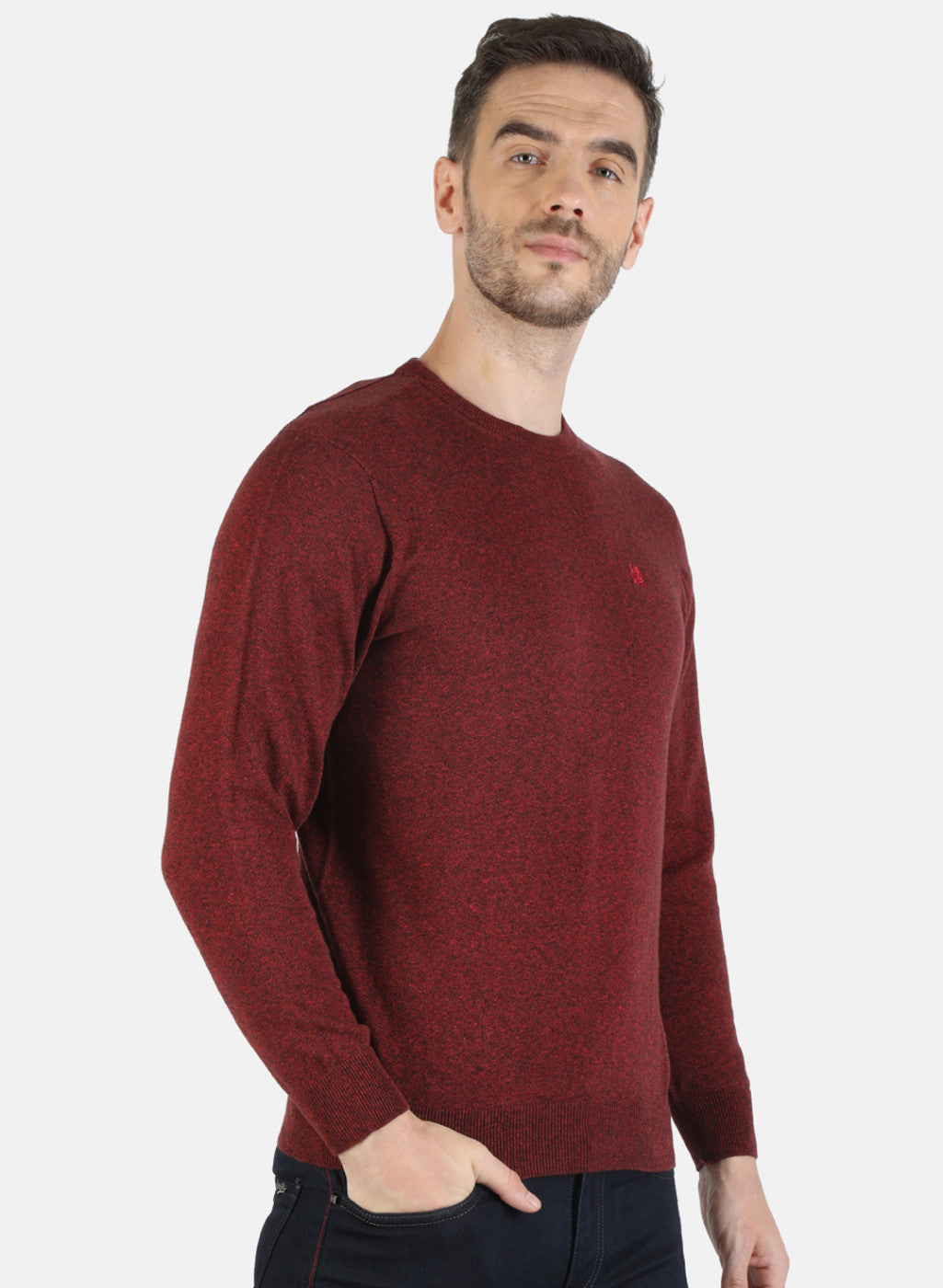 Men Red Solid Pullover