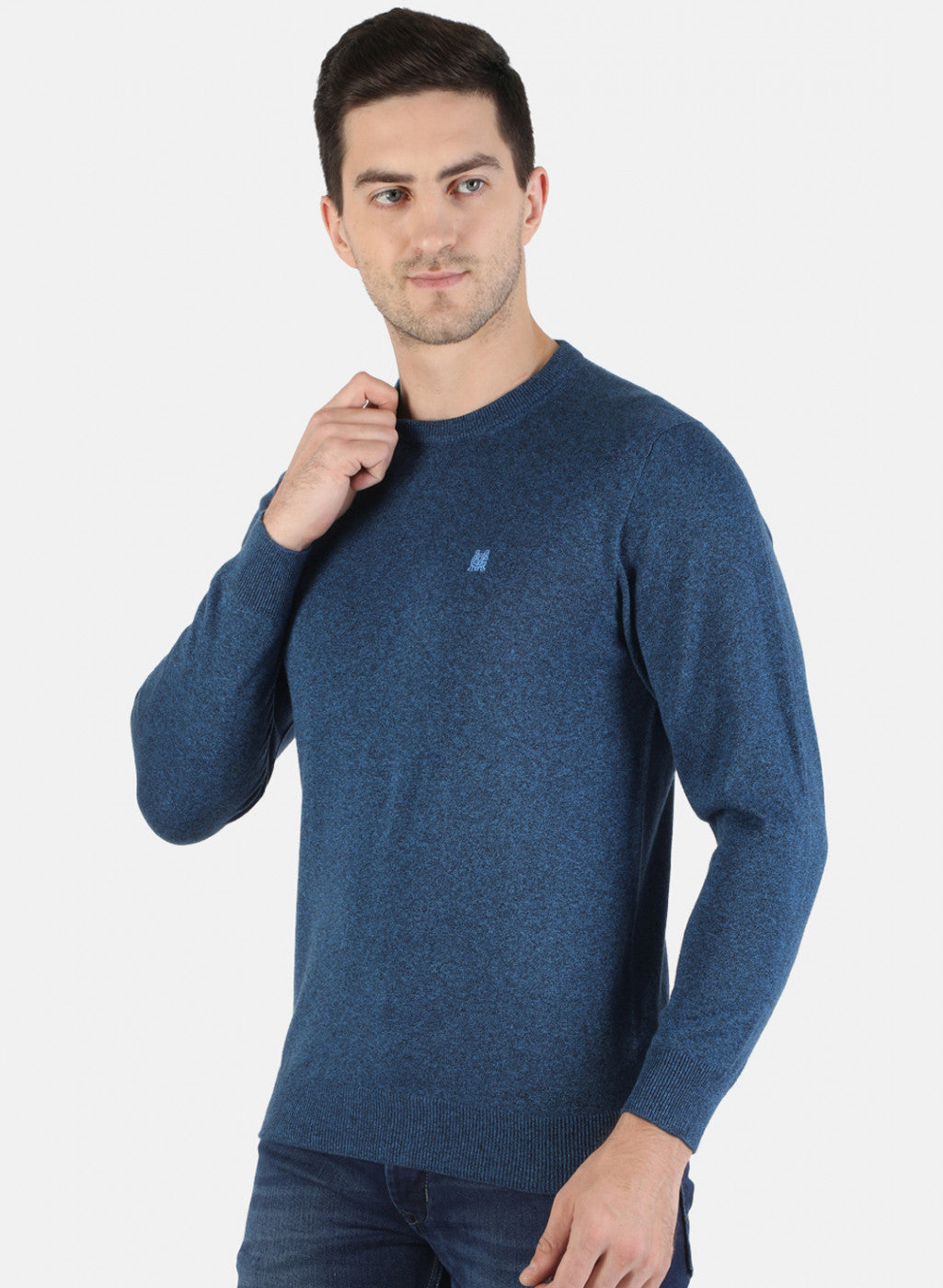 Men Blue Solid Pullover