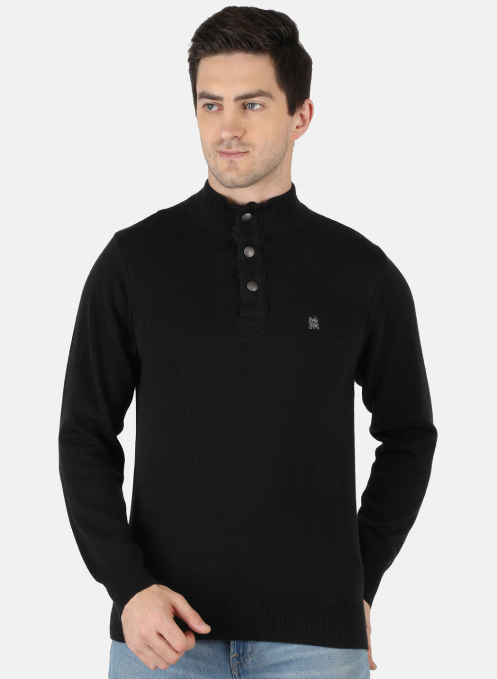 Men Black Solid Pullover