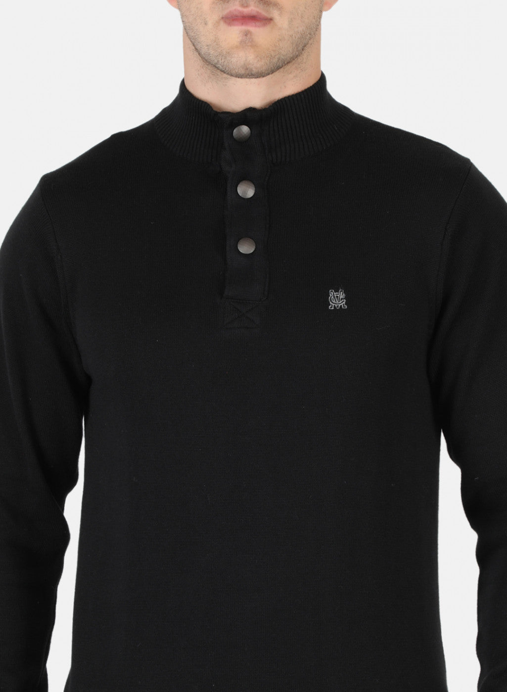 Men Black Solid Pullover