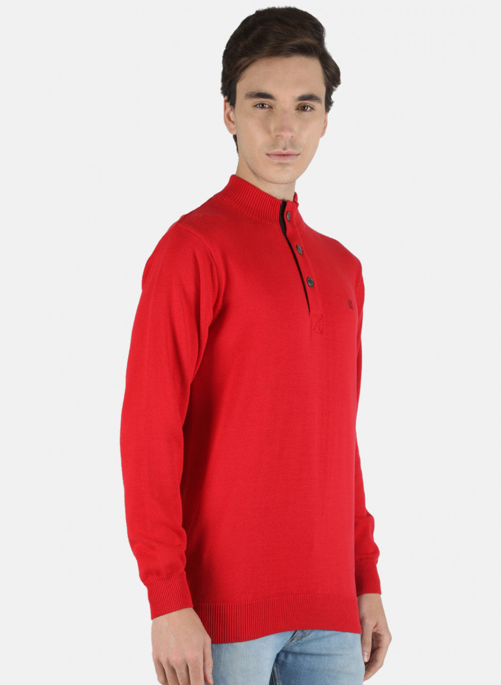 Men Red Solid Pullover